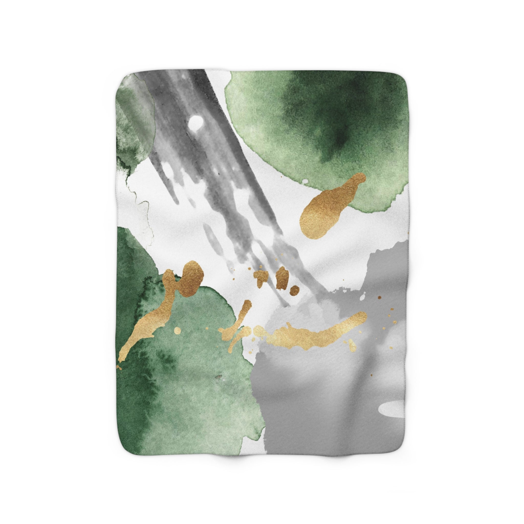 Abstract Comfy Blanket | Green White Gold Minimalist