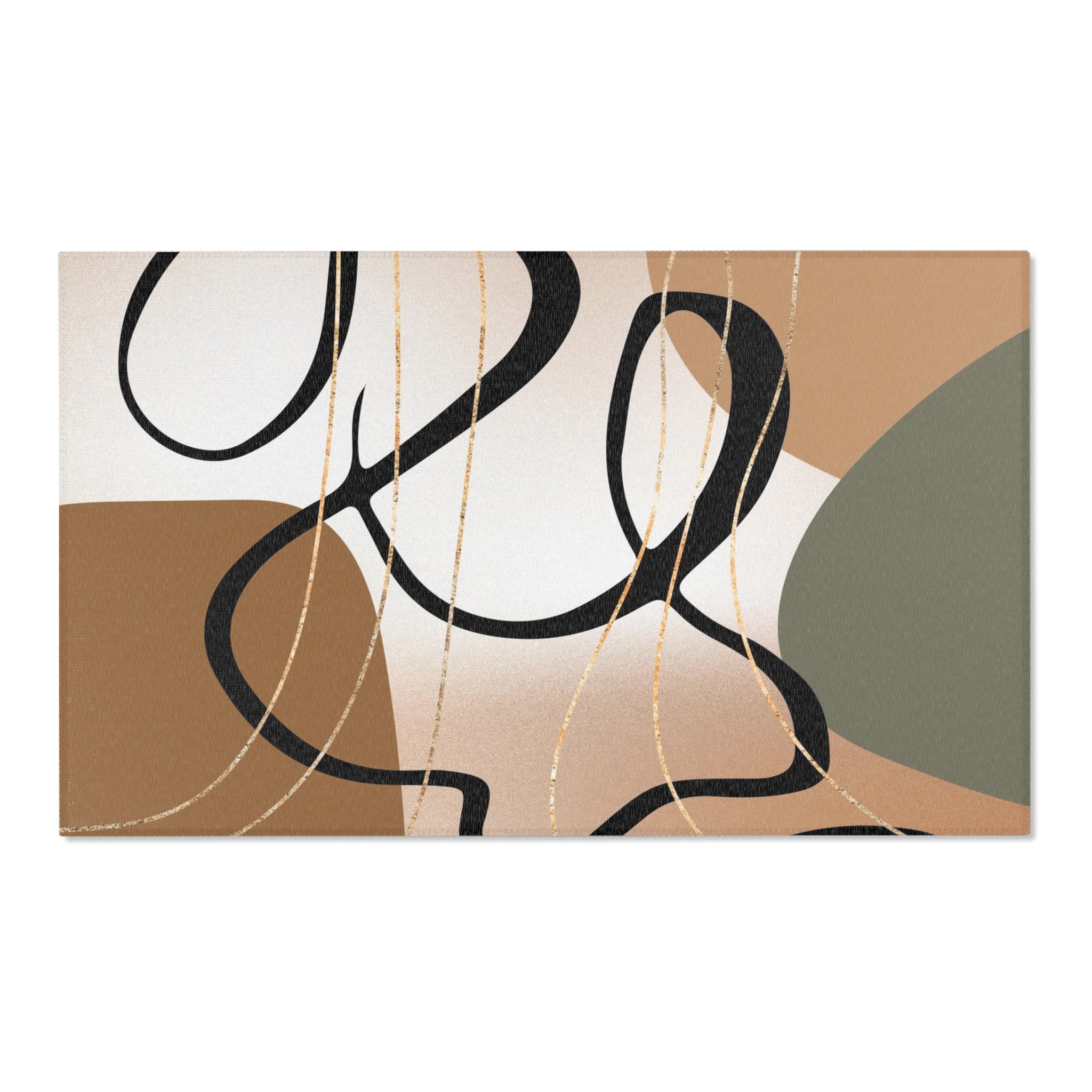 Abstract Area Rug | Beige Black