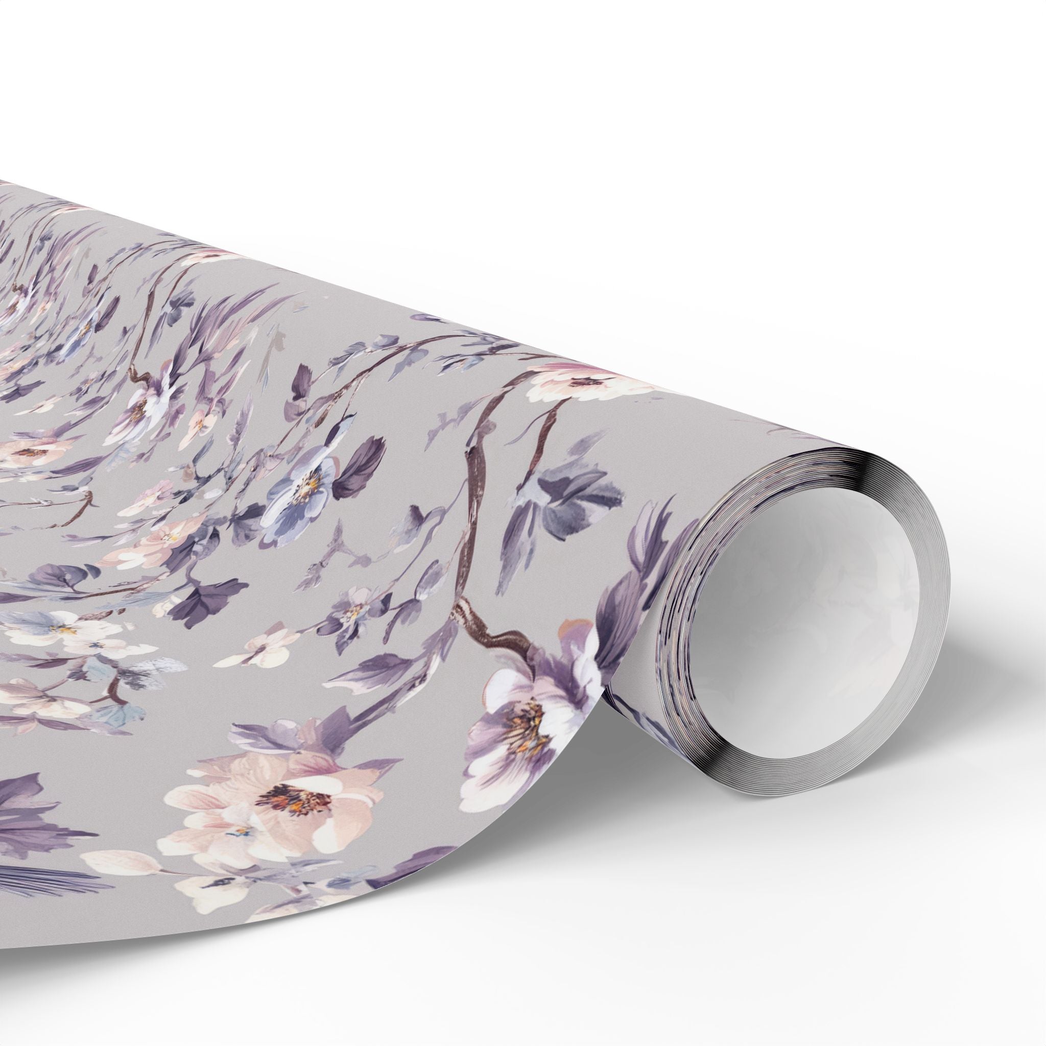 Gift Wrapping Paper | Lavender Pink Grey Floral Wrap for the Holidays, Birthdays