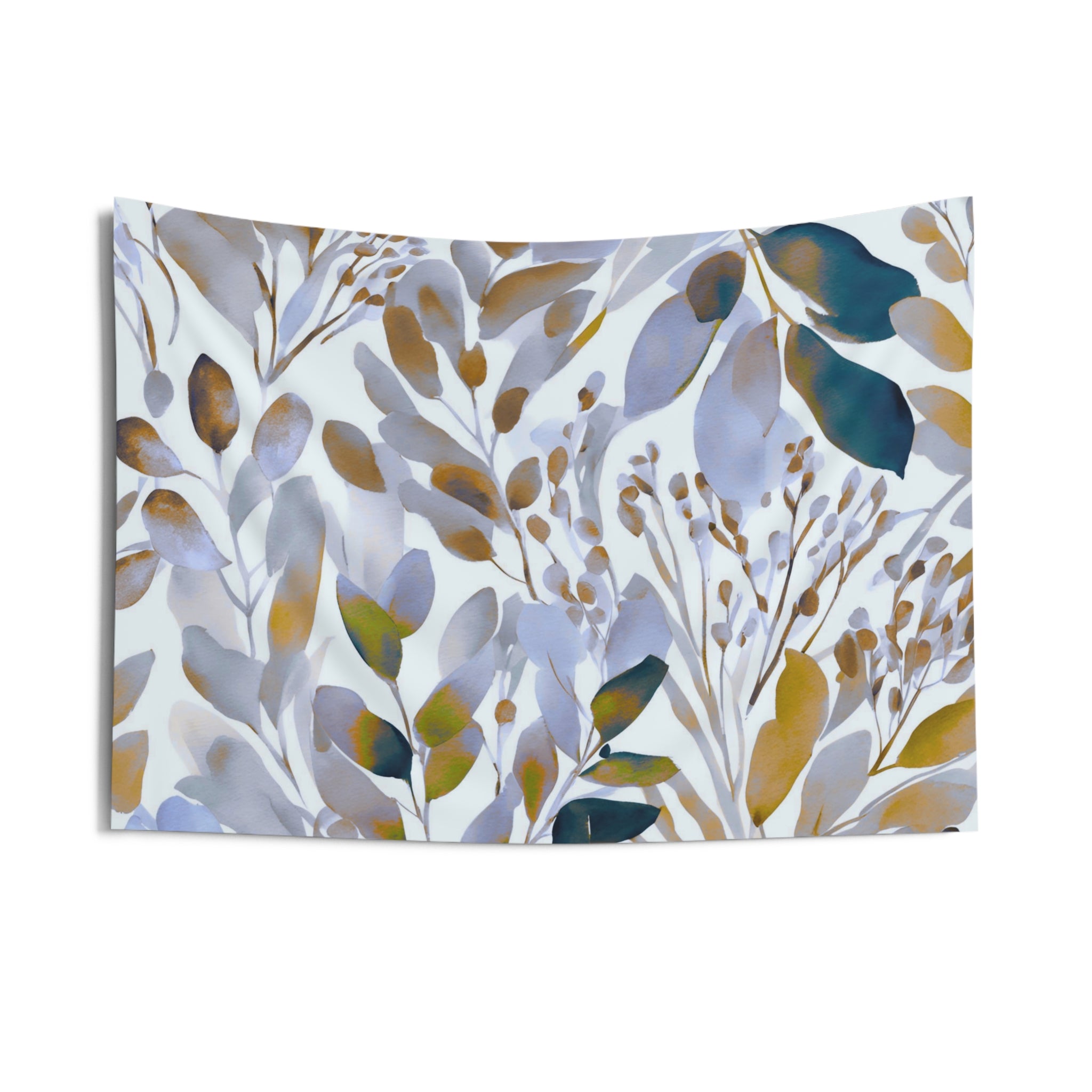 Abstract Wall Hanging Fabric Tapestry; Blue Yellow Watercolor