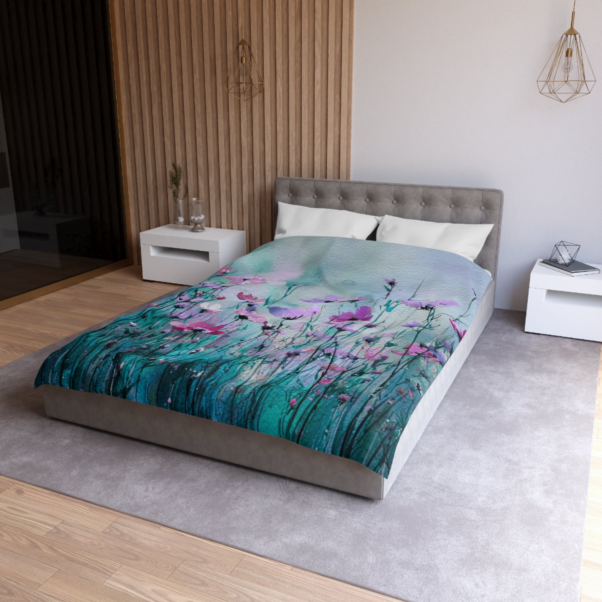 Floral Duvet, Pillow Cover | Teal Blue Bedroom Decor