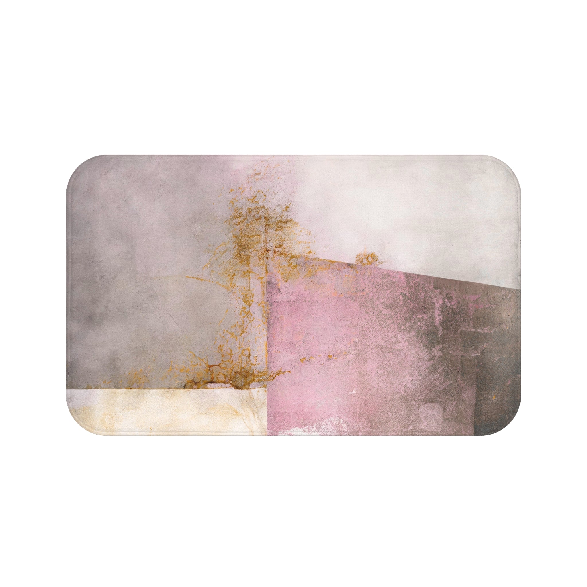 Abstract Bath Mat | Grey Mauve Blush Pink Rustic Kitchen Mat