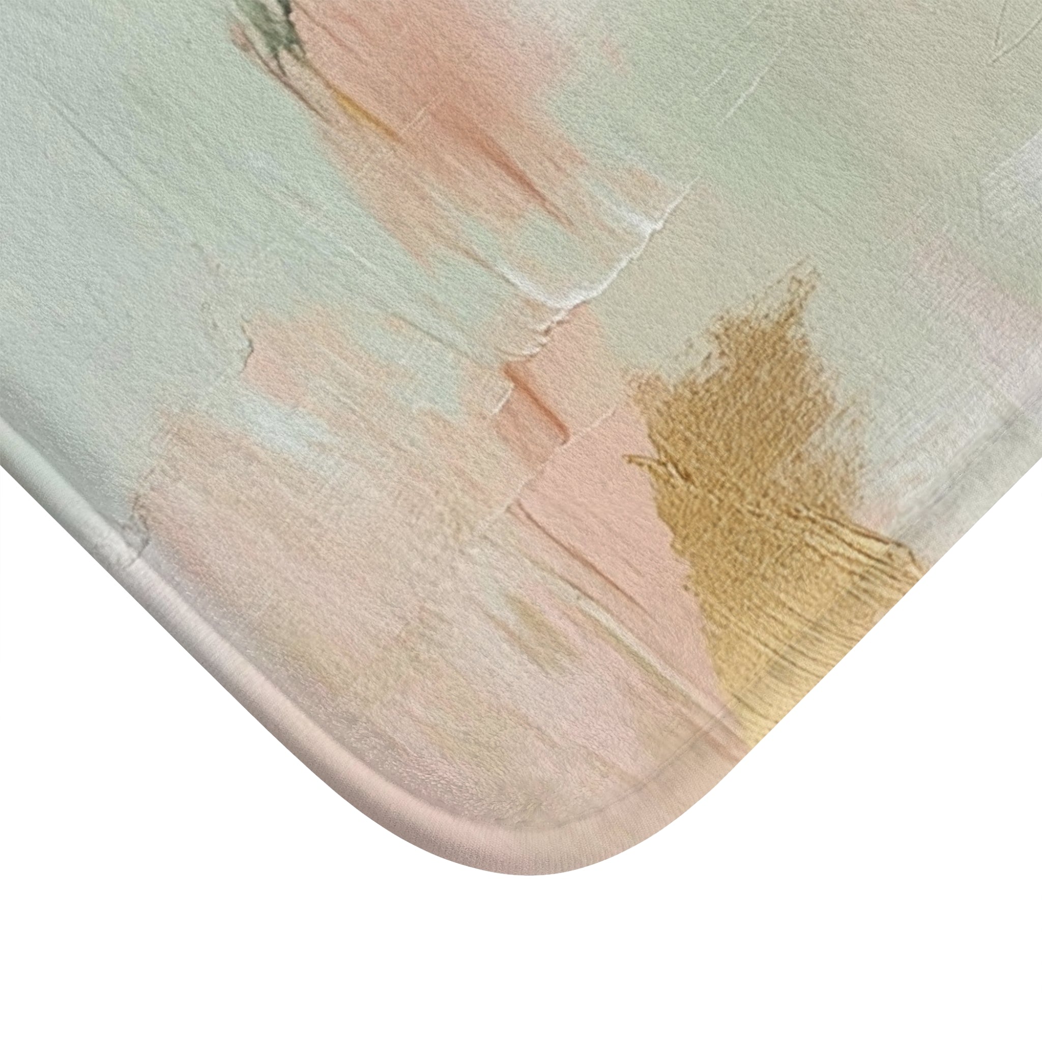 Abstract Bath Mat | Green Watercolor Geometric Kitchen Mat