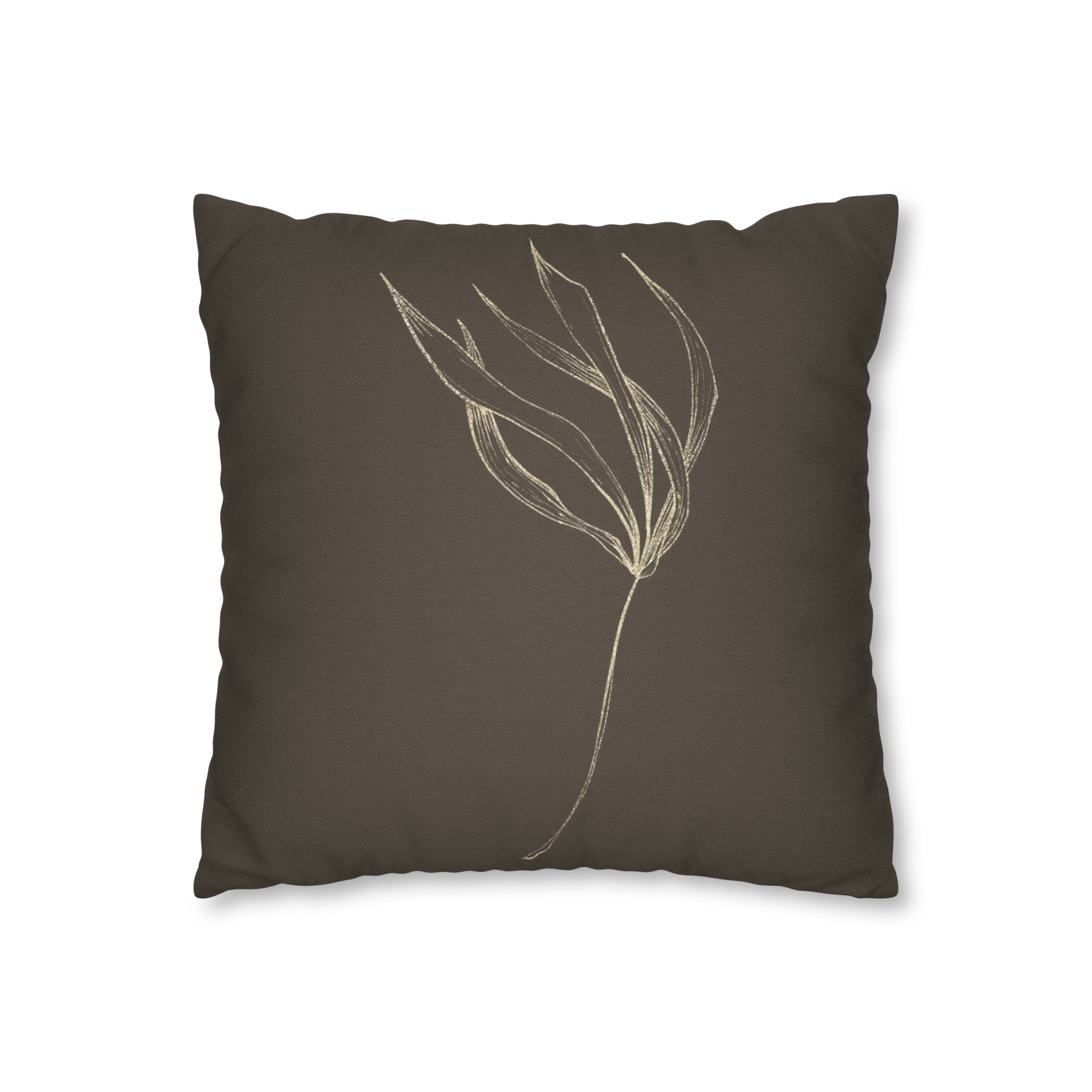 Floral Pillow Cover | Dark Brown Beige, Minimalist