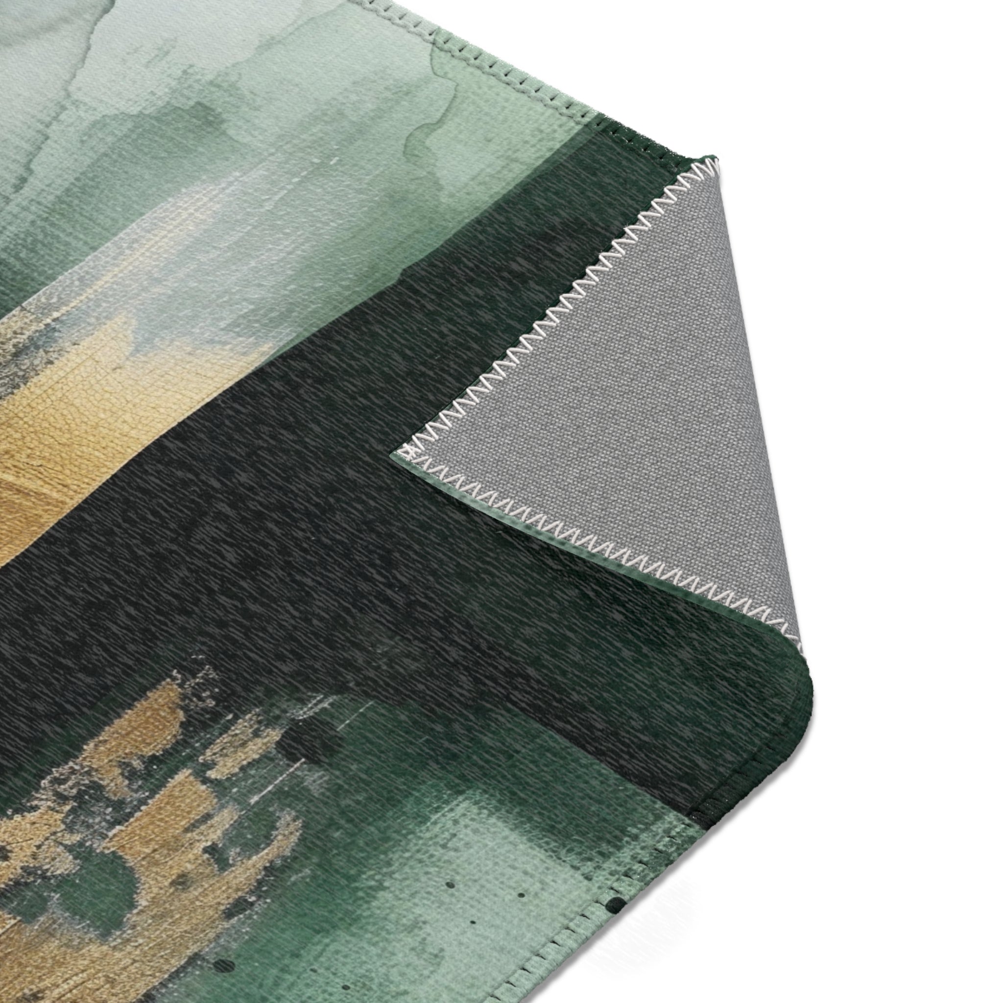 Abstract Large Area Rug | Modern Forest Sage Green Beige Watercolor Rug