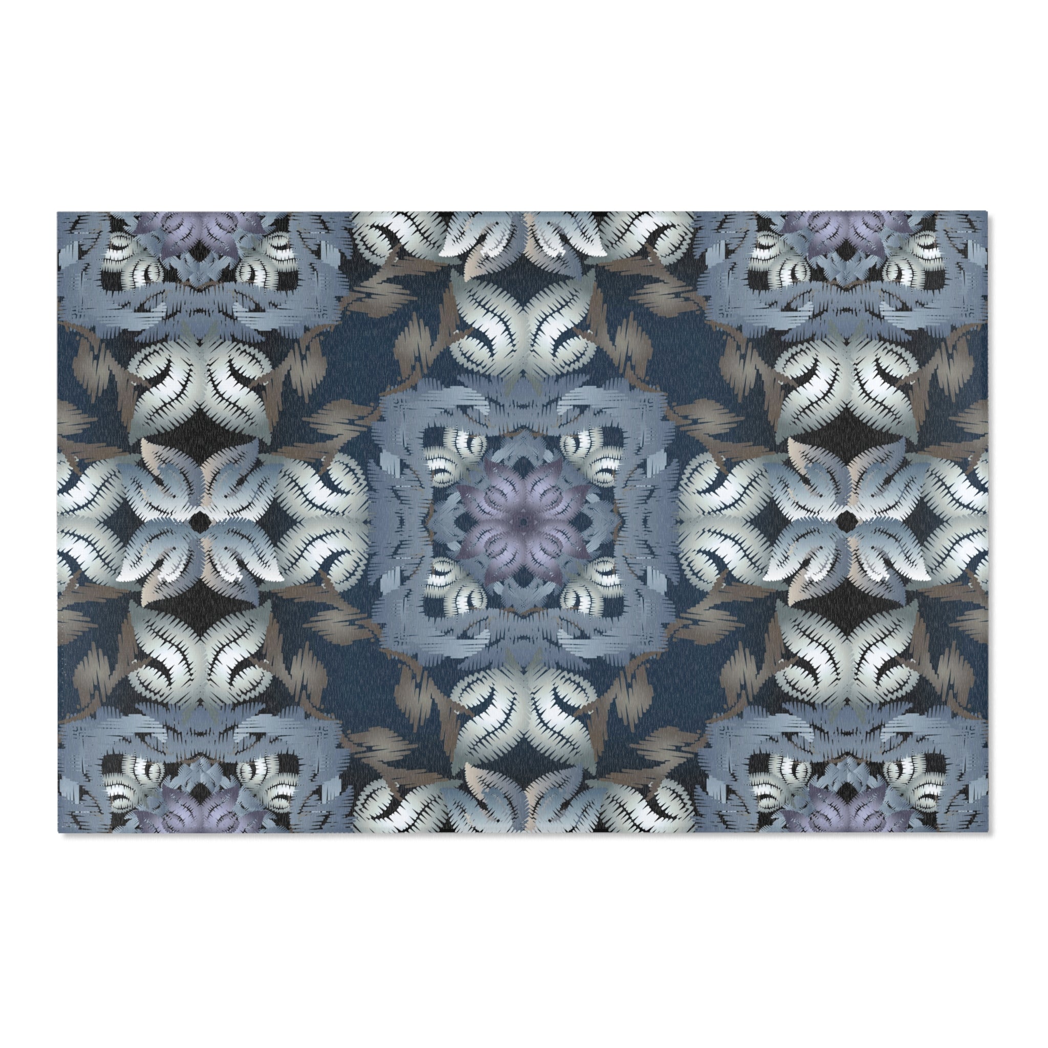 Abstract Area Rug | Moroccan Navy Blue, Silver Taupe Watercolor Artsy Rug