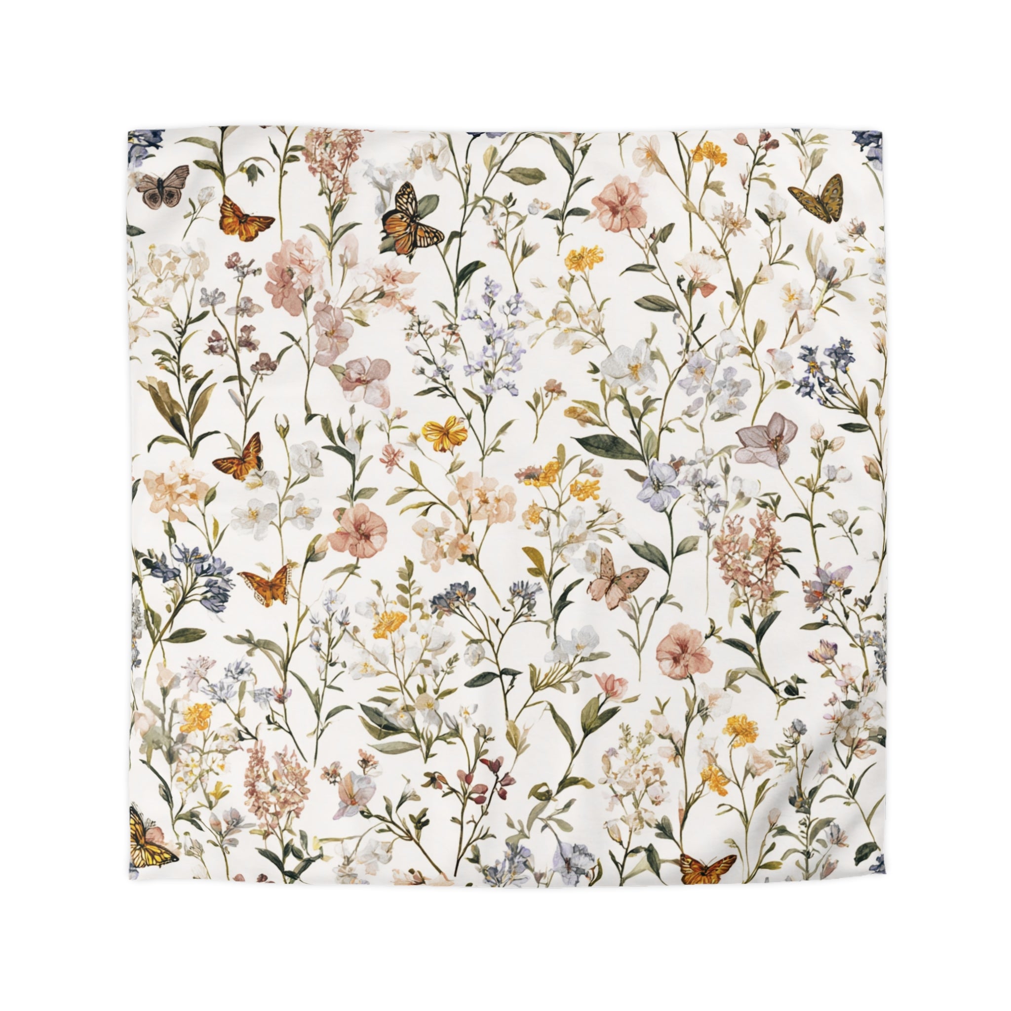 Floral Modern Duvet, Pillow Cover | White Beige Bedroom Decor