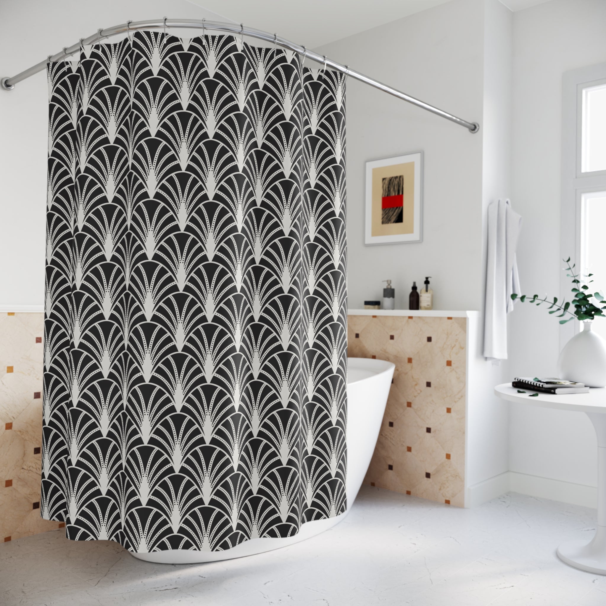 Art Deco Shower Curtain | Black White Art Nouveau