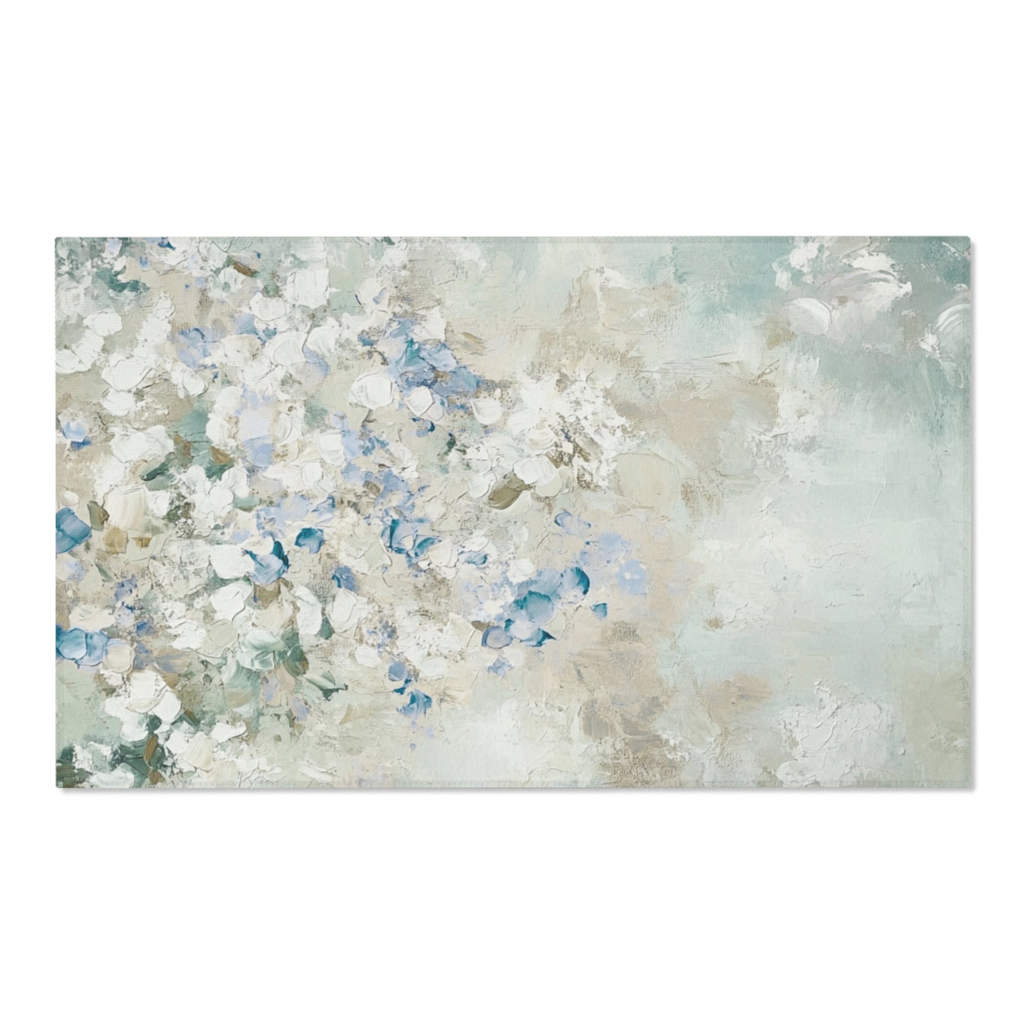 Abstract Large Area Rug | Mint Blue White Green Watercolor Rug