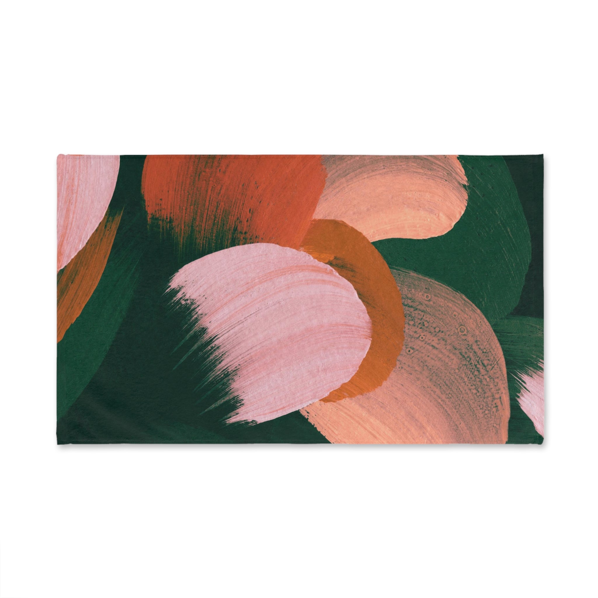 Abstract Kitchen, Bath Hand Towel | Forest Hunger Green, Pink Beige