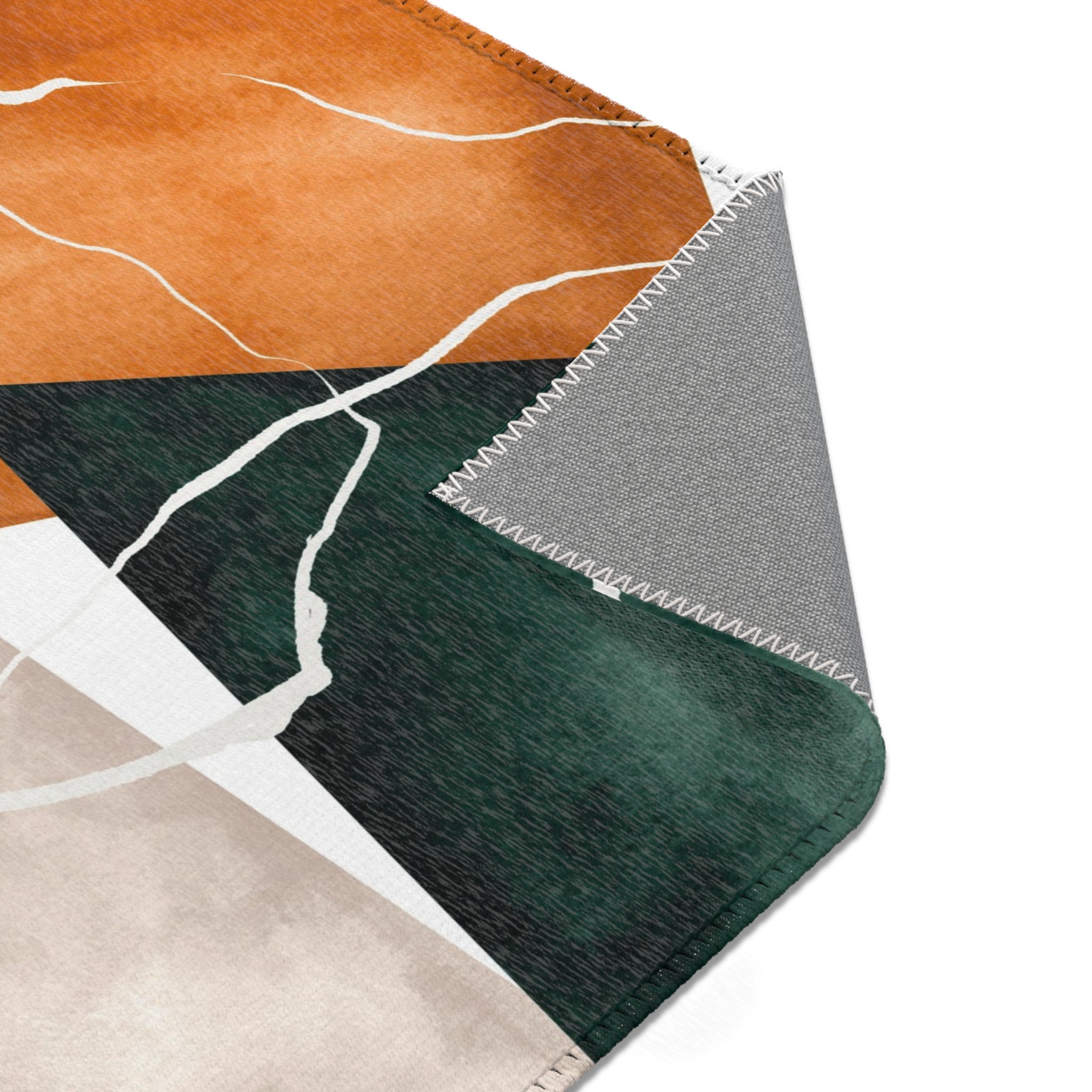 Abstract Area Rug | Geometric Watercolor, Green Orange Blush