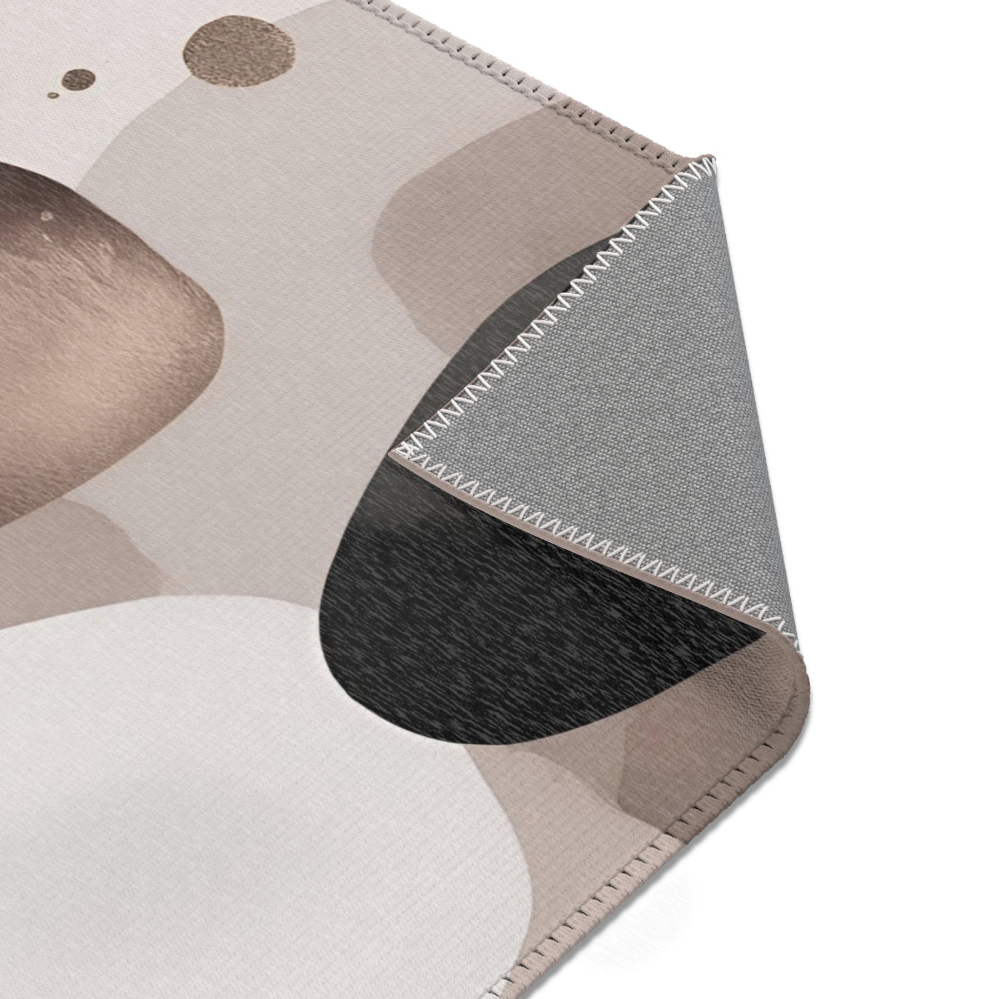 Abstract Area Rug | Black Taupe Bronze White Watercolor