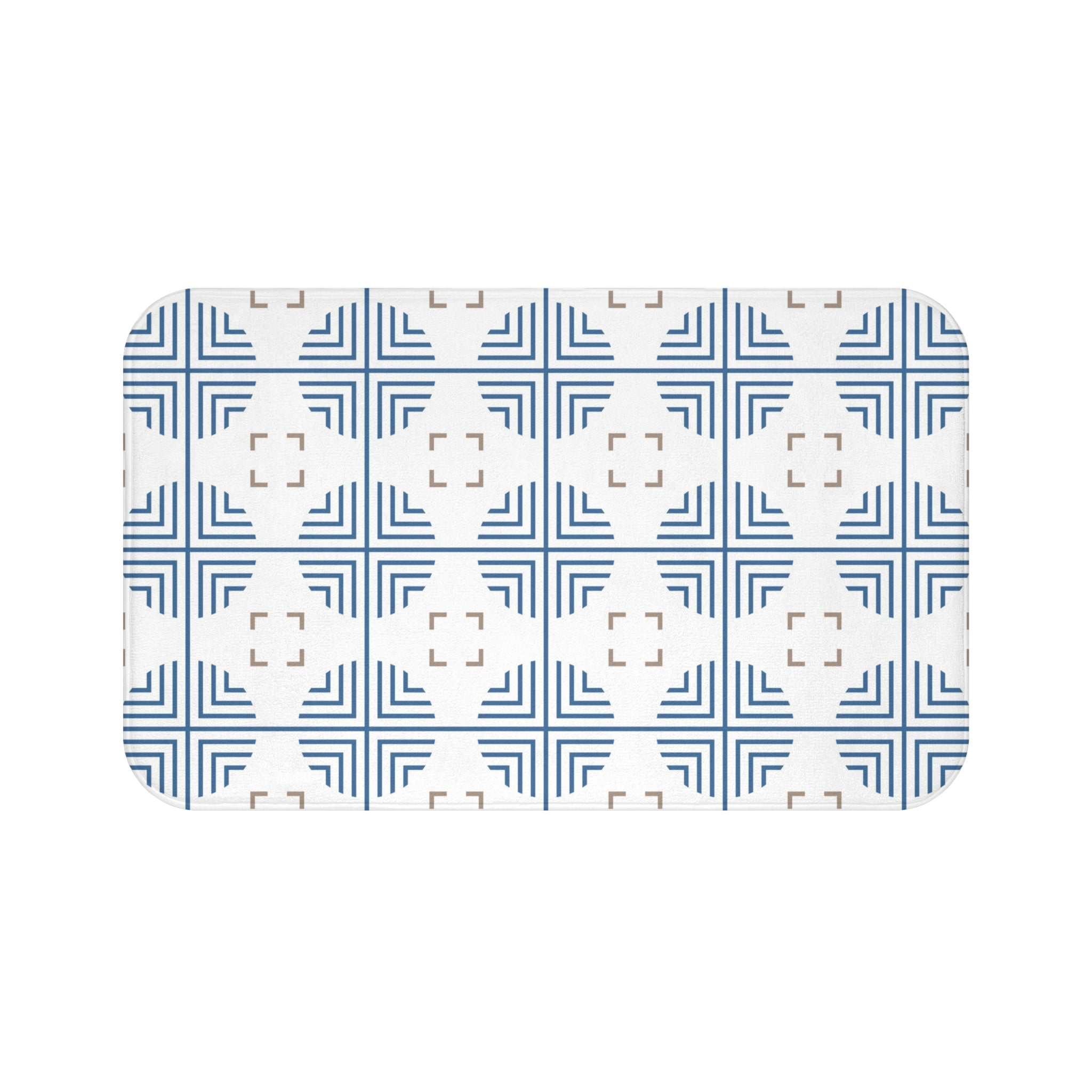 Retro Bath, Kitchen Mat | Art Deco Blue, White, Beige