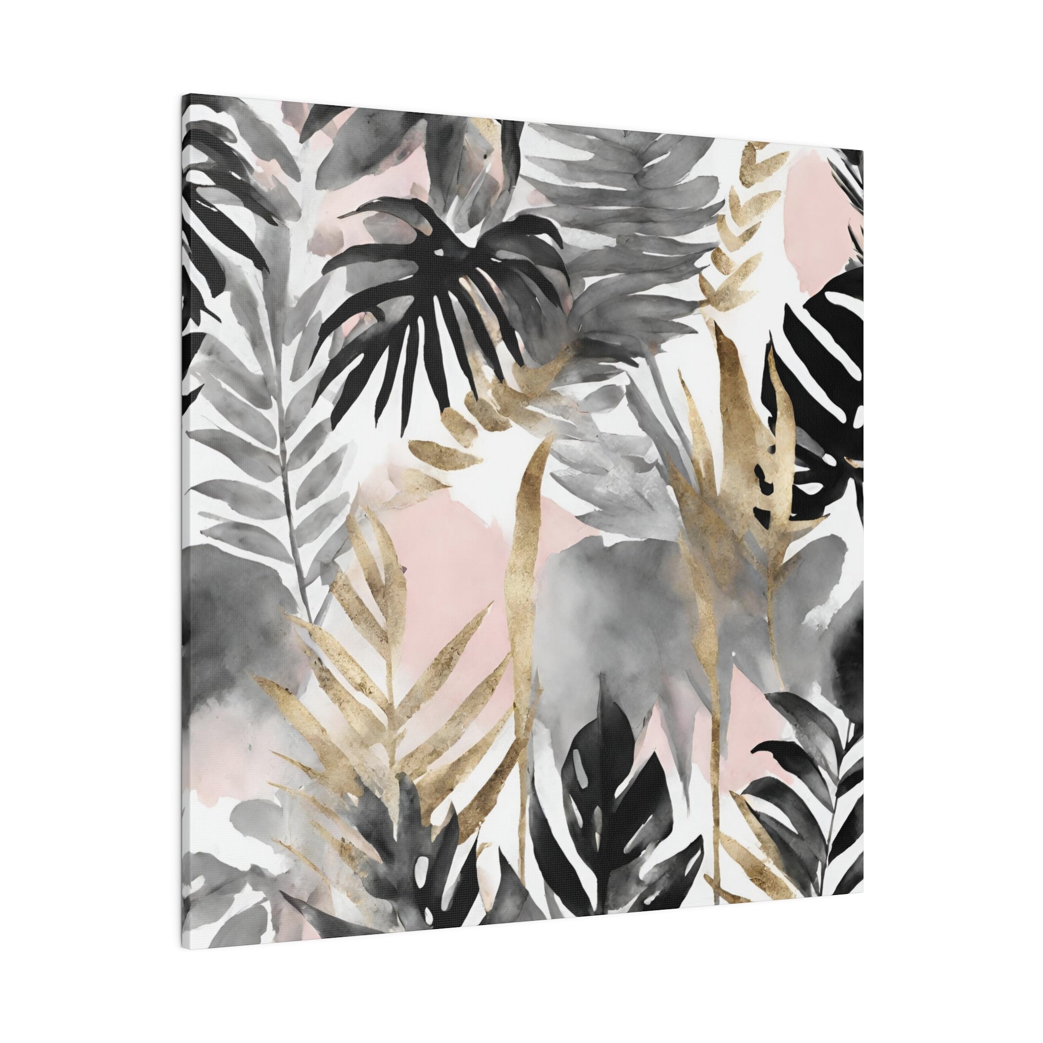 Floral Canvas Wall Art | Black Grey Pink Wall Artwork