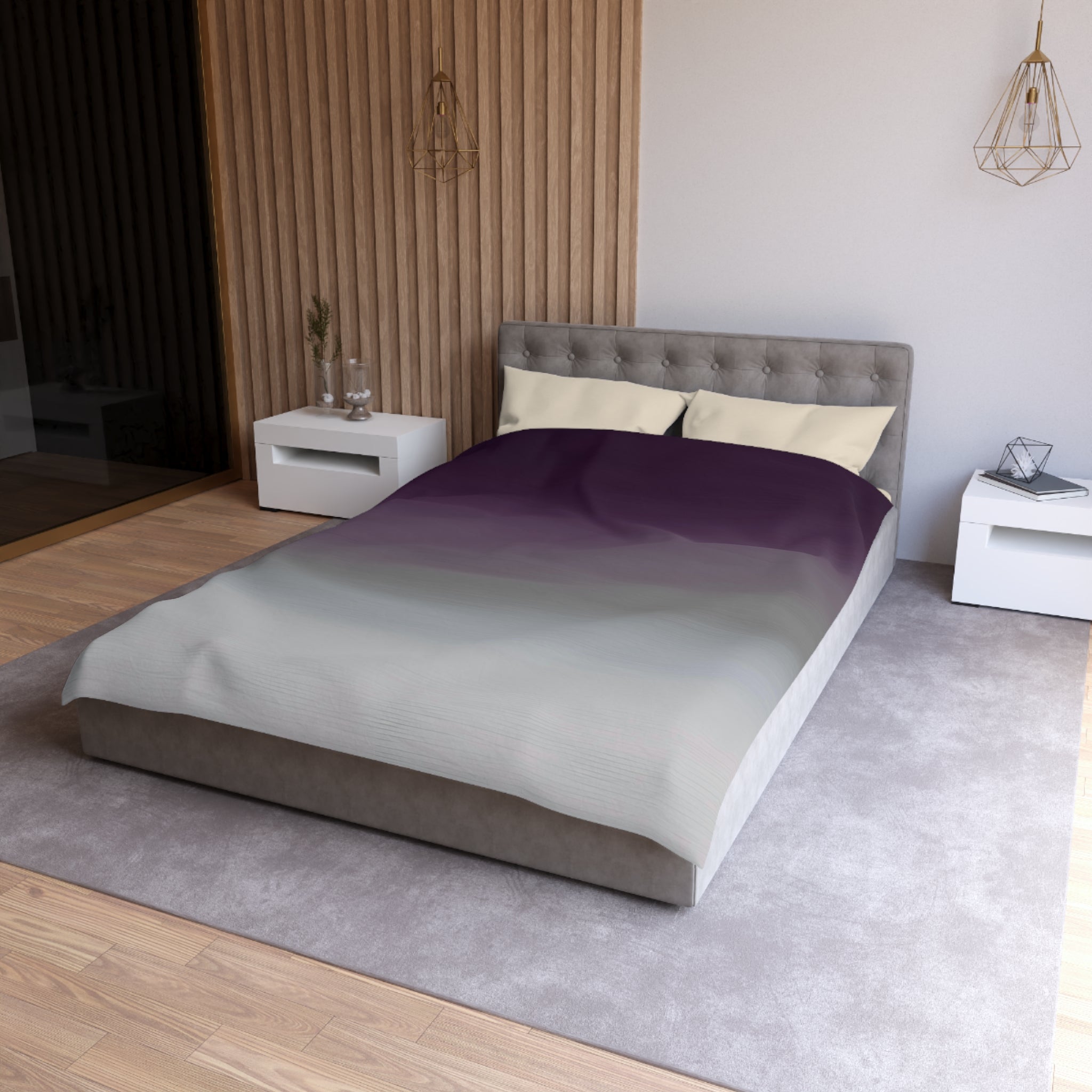 Abstract Duvet Cover | Purple Grey Ombre | Bedroom Decor