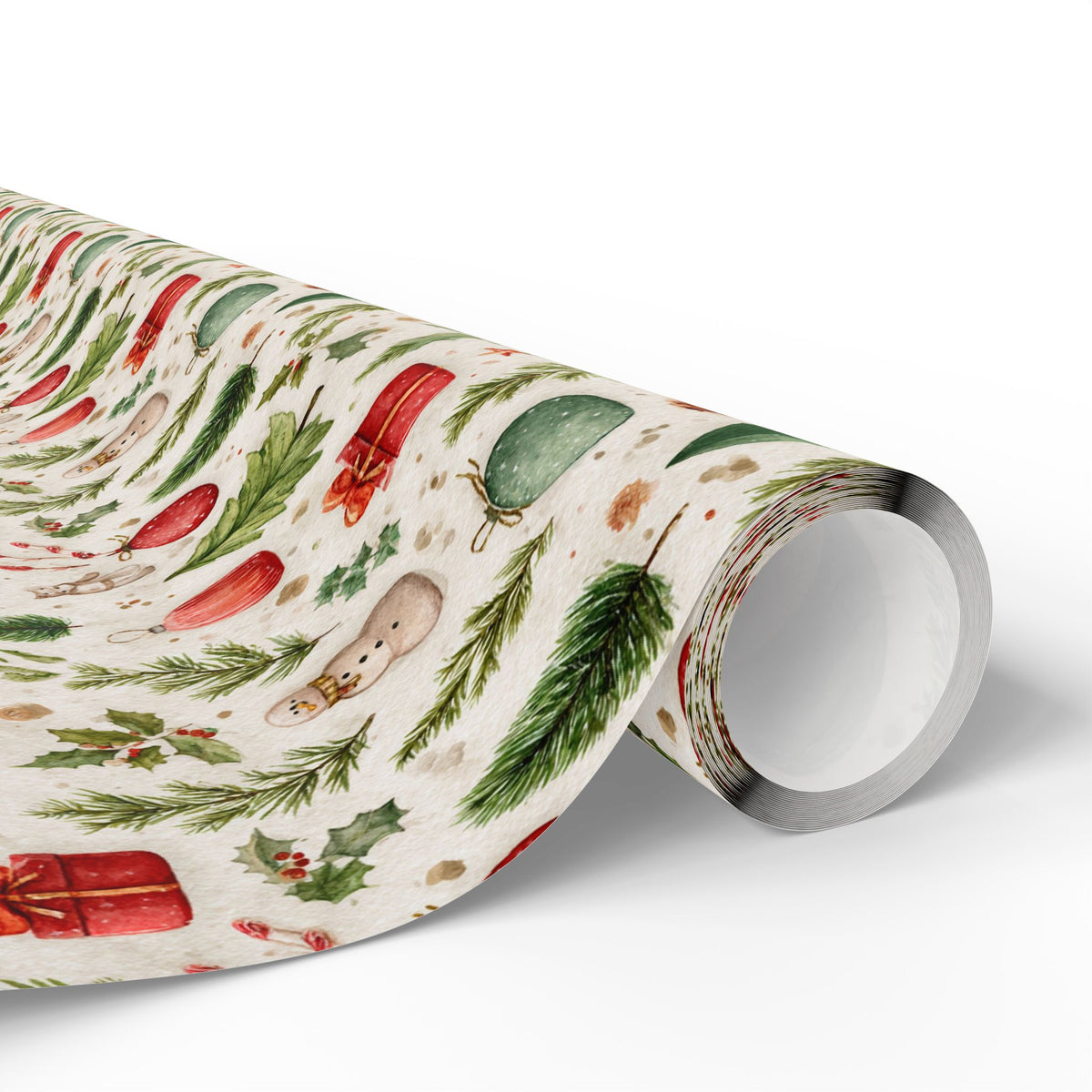 Green Tree Red Present Christmas Wrapping Paper, Gift Wrap