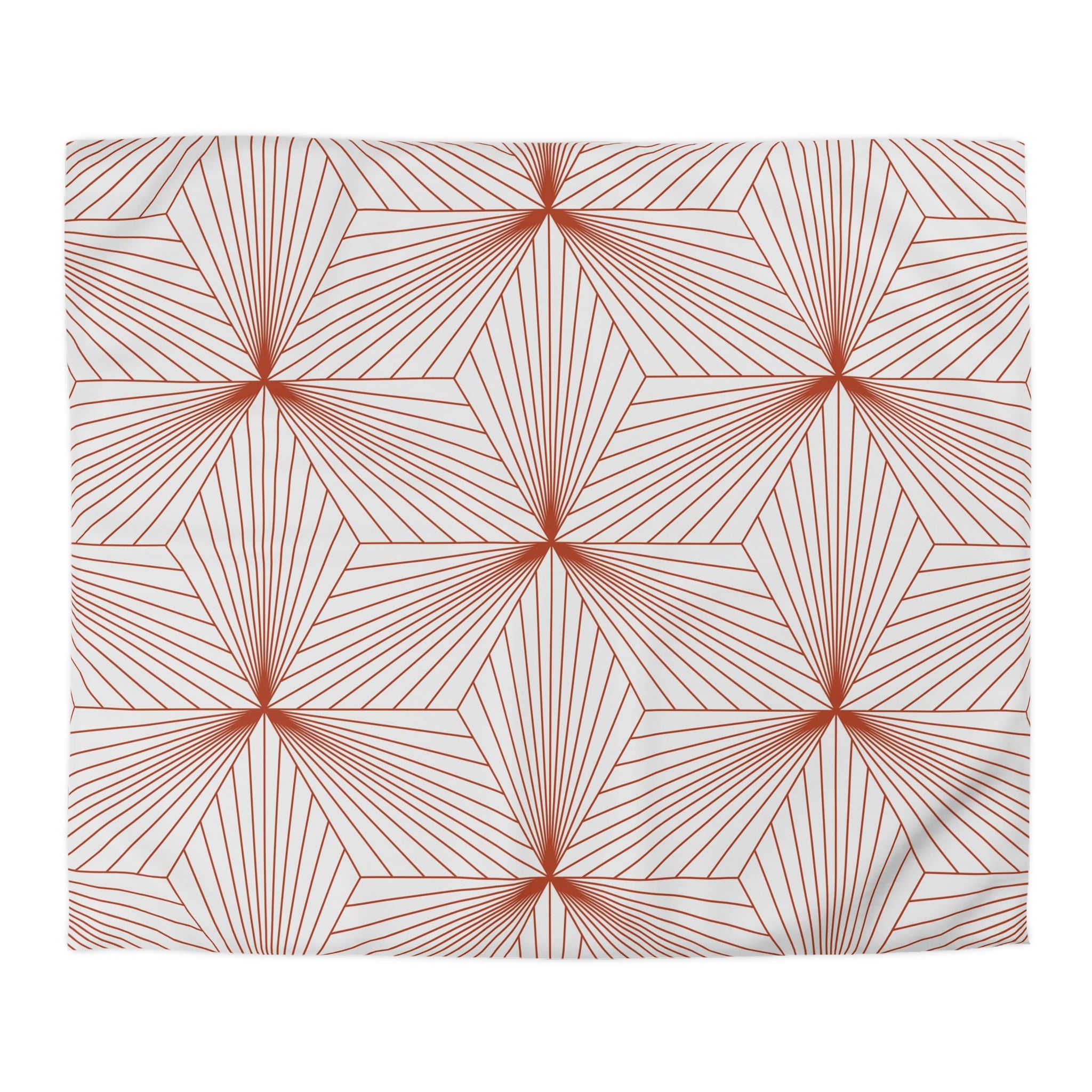 a repeating pattern of red and white geometric shapes, creating a visually striking and symmetrical design.