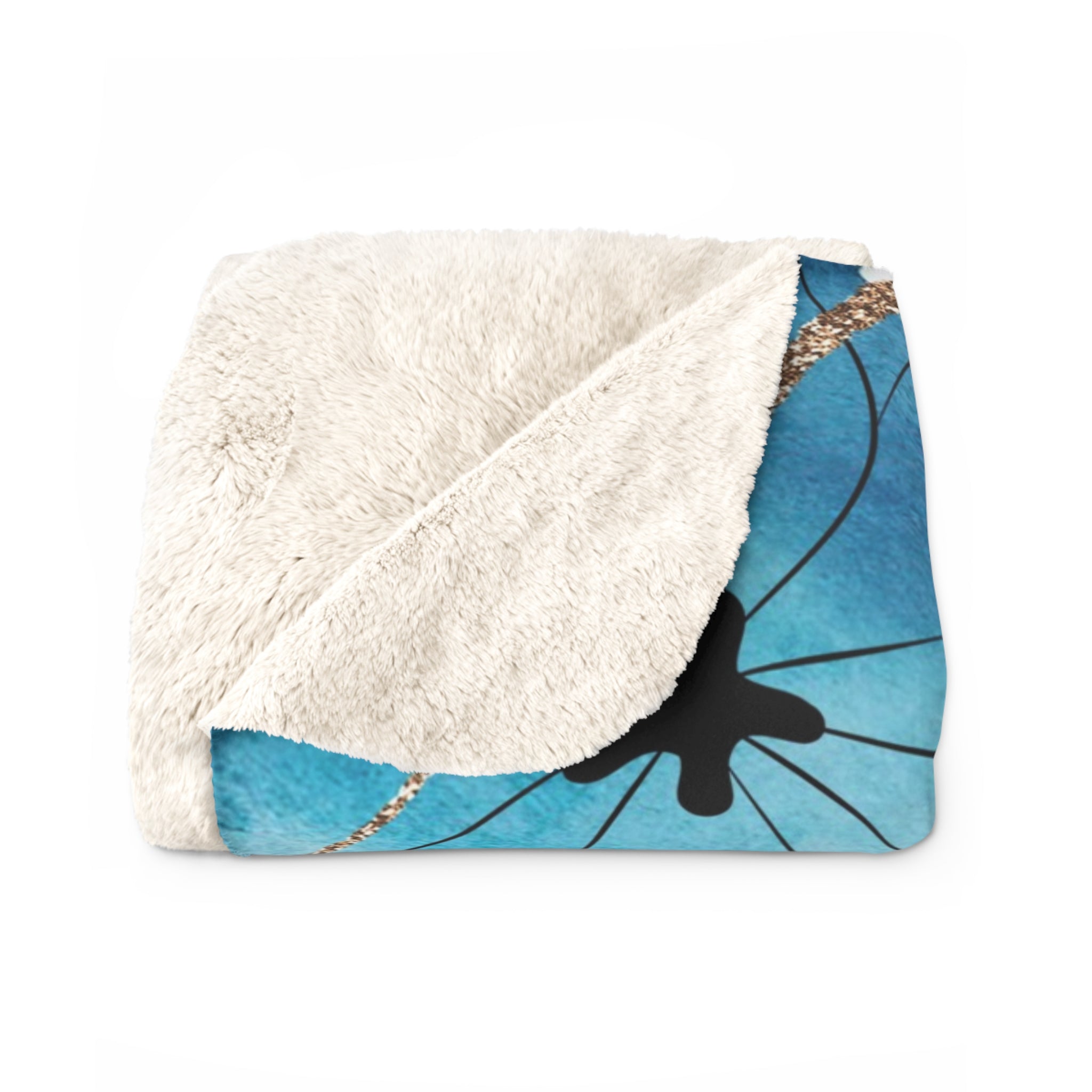 Abstract Throw Blanket | Teal Blue Ombre White Black