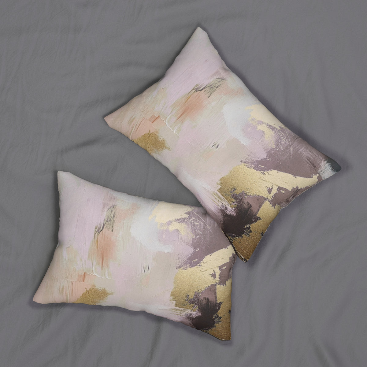 Blush Lilac and Plum Brushstroke Abstract Lumbar Pillow