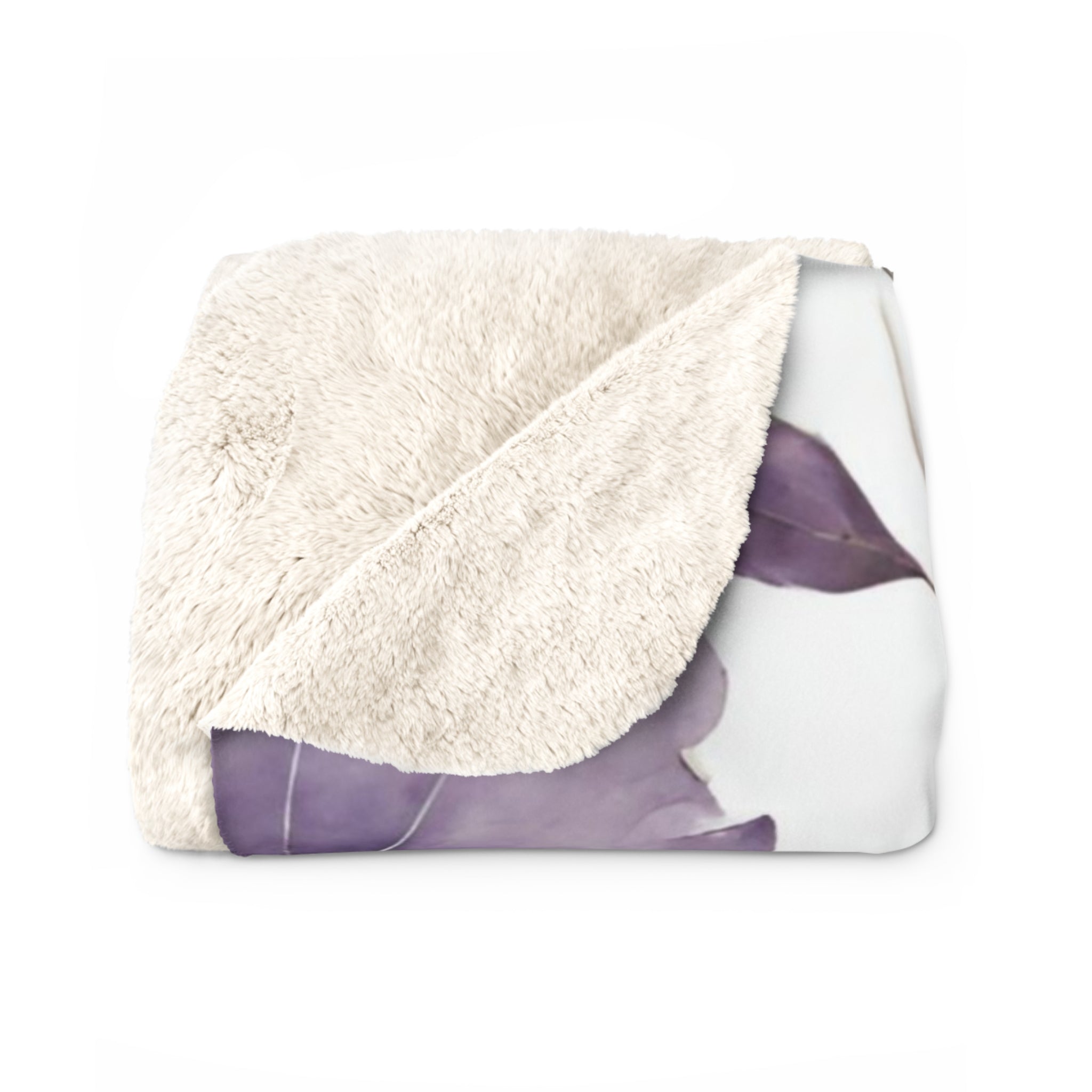 Floral Throw Blanket | Lavender Purple, Beige White Taupe Watercolor