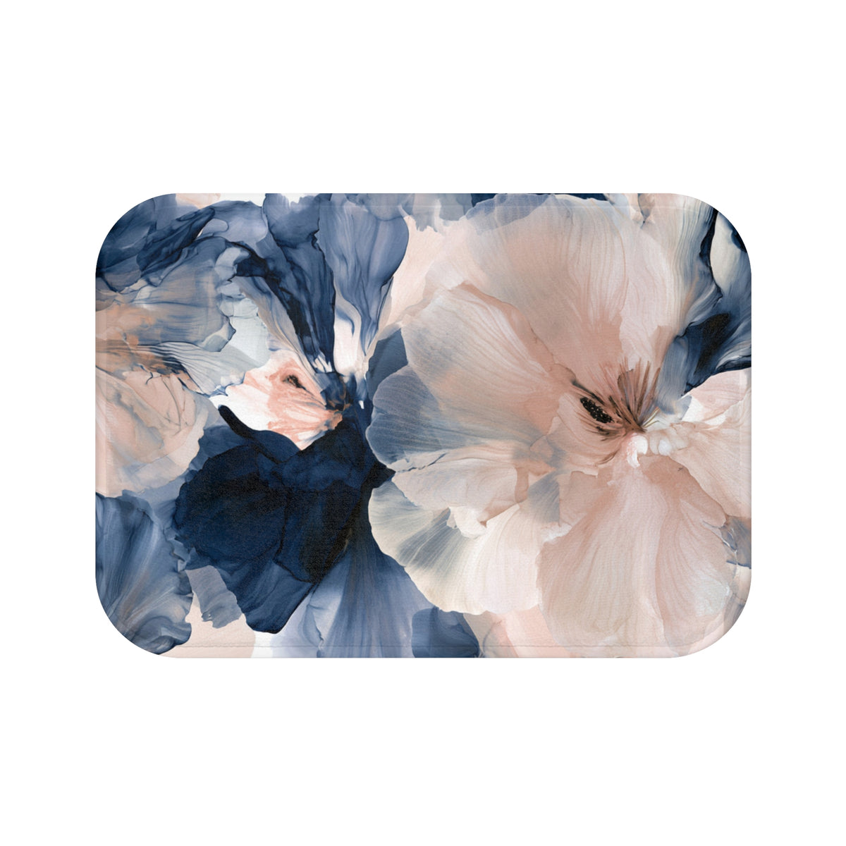 a blue and pink flower on a white background
