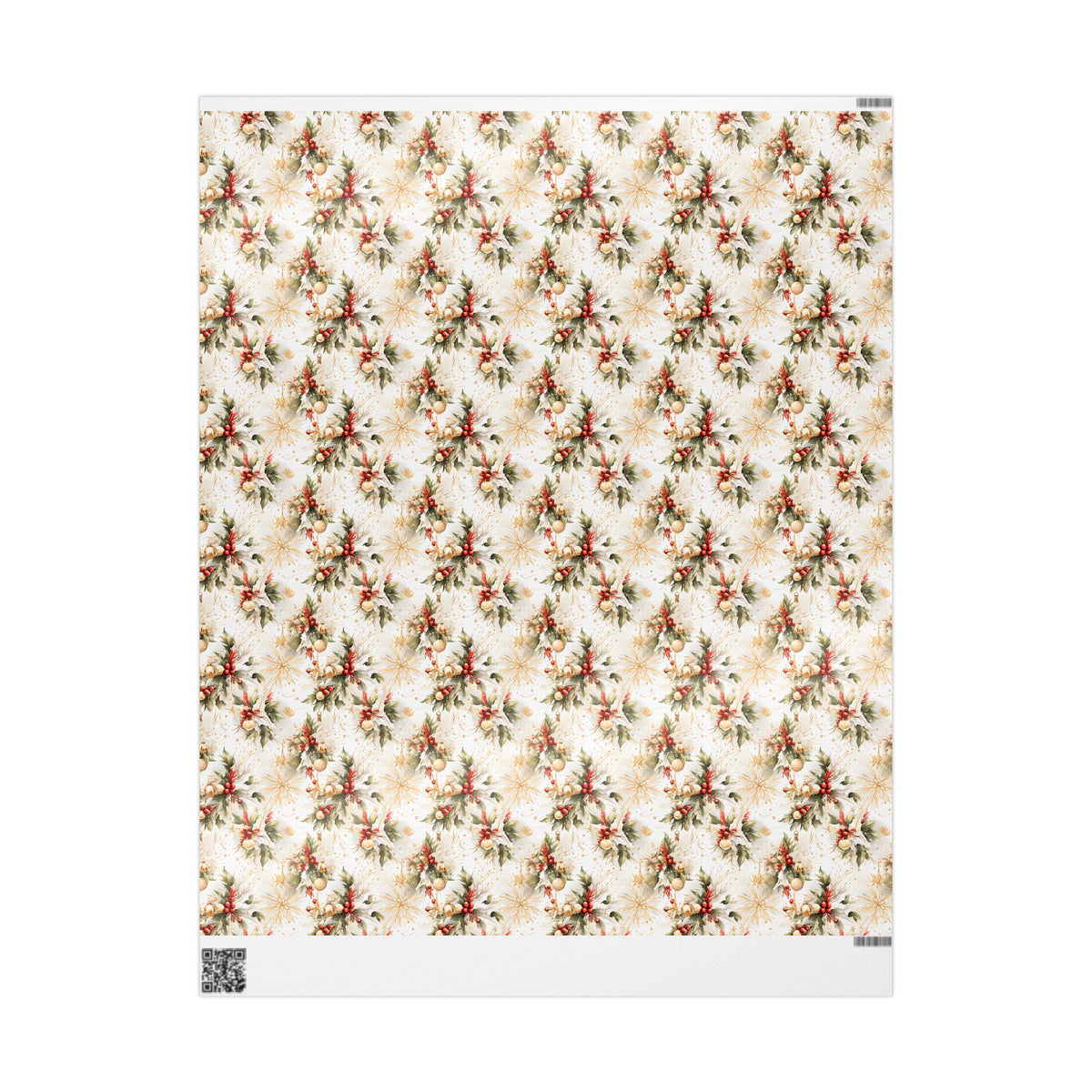 Holly Berry Ornament Christmas Wrapping Paper, Gift Wrap