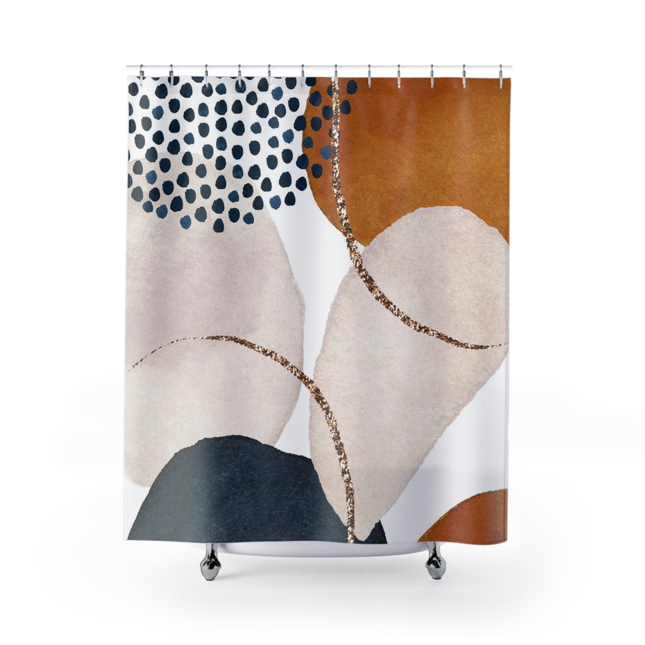 modern boho fabric shower curtain