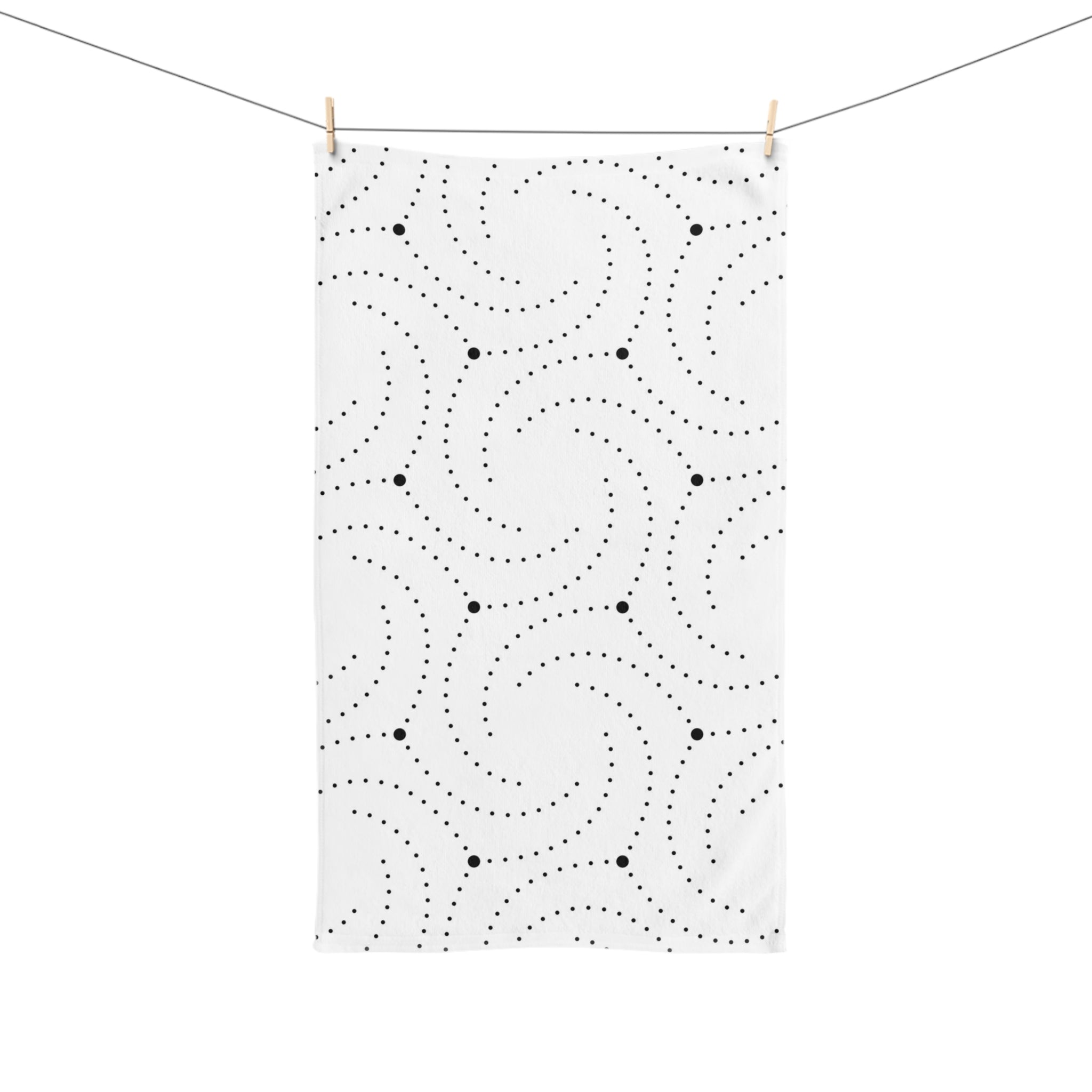 Art Deco, Bath Hand Towel | Black White Minimalist Geometric