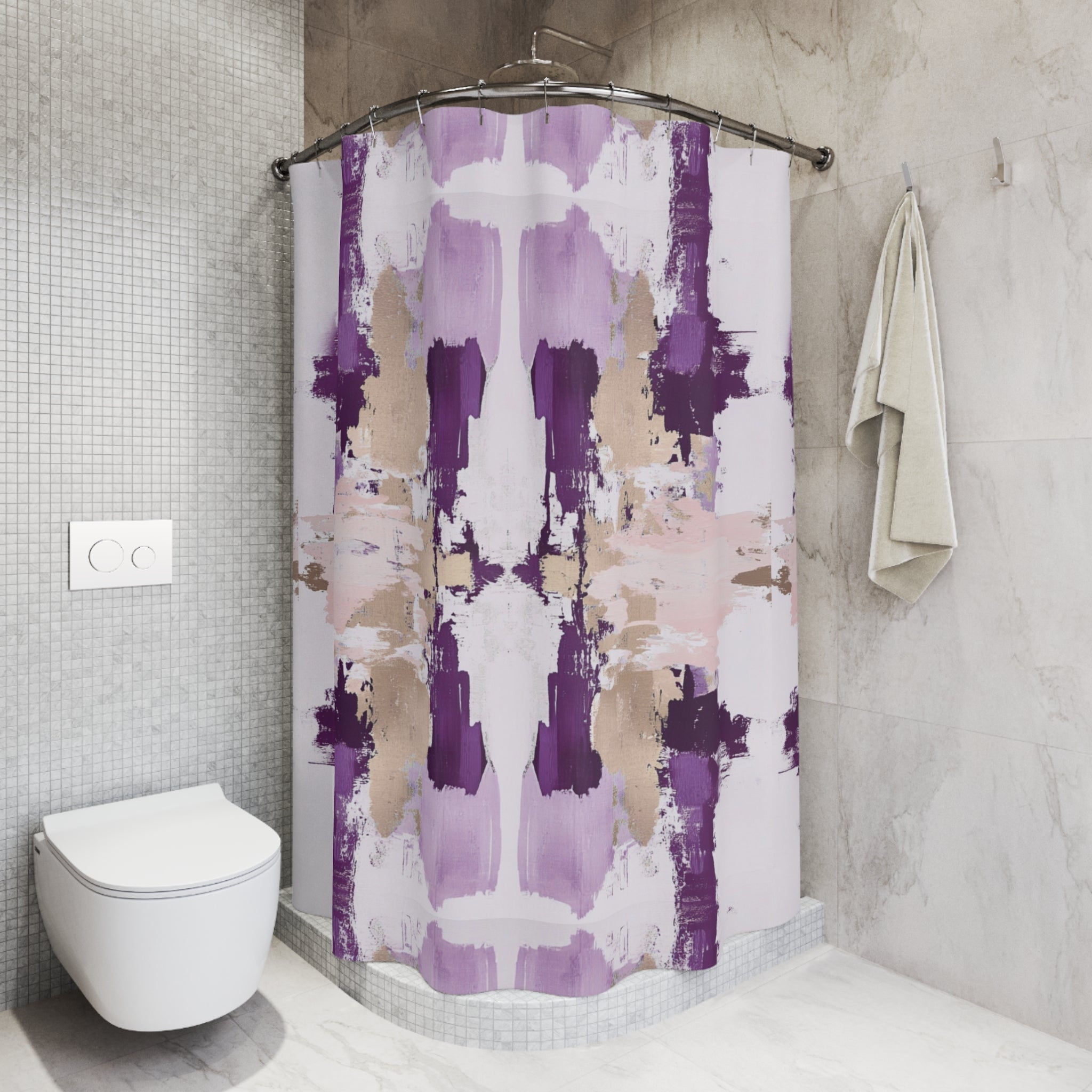 Abstract Shower Curtain | Purple Lavender Mirrored Art
