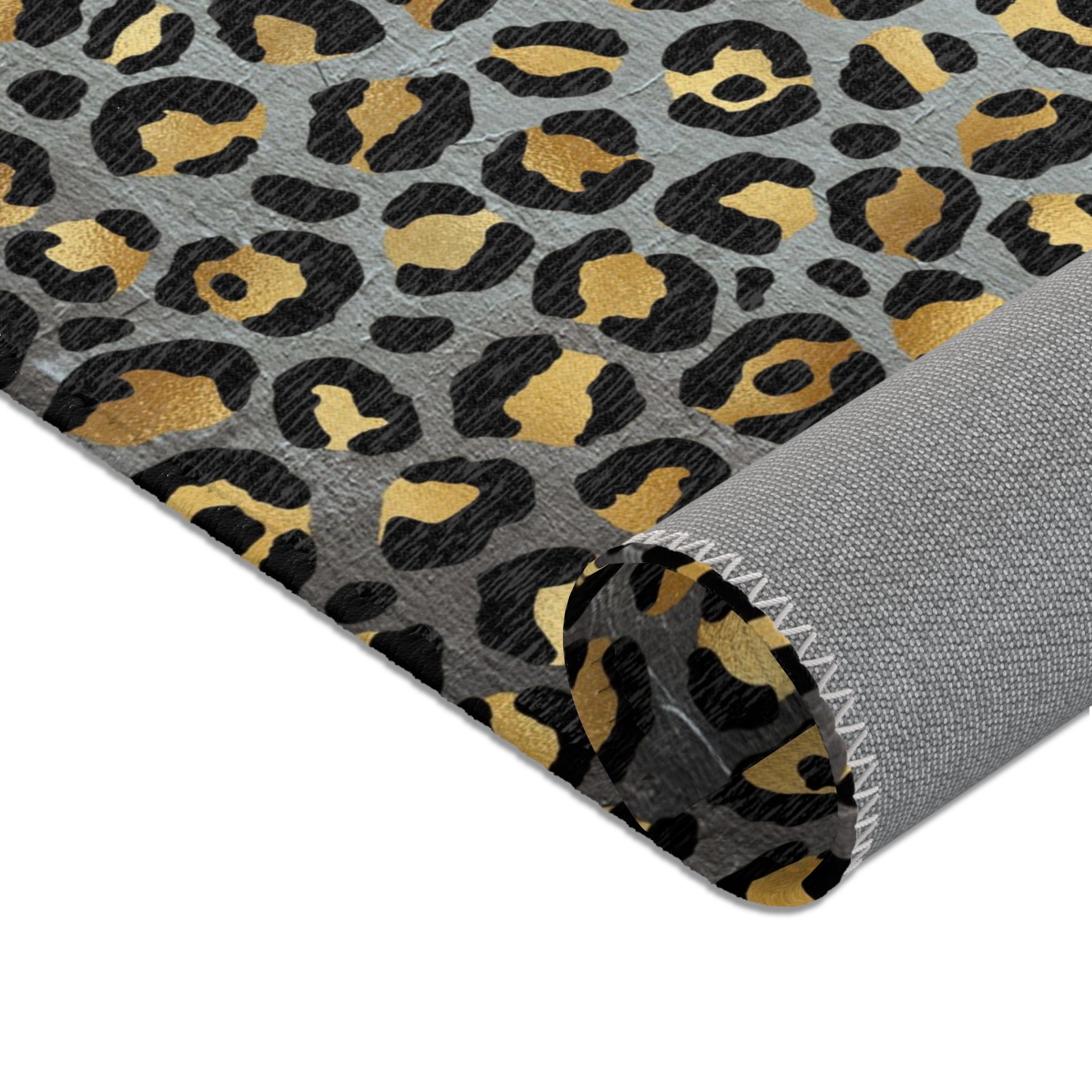 Large Area Rug | Grey Blue Black, Beige Leopard Animal Print