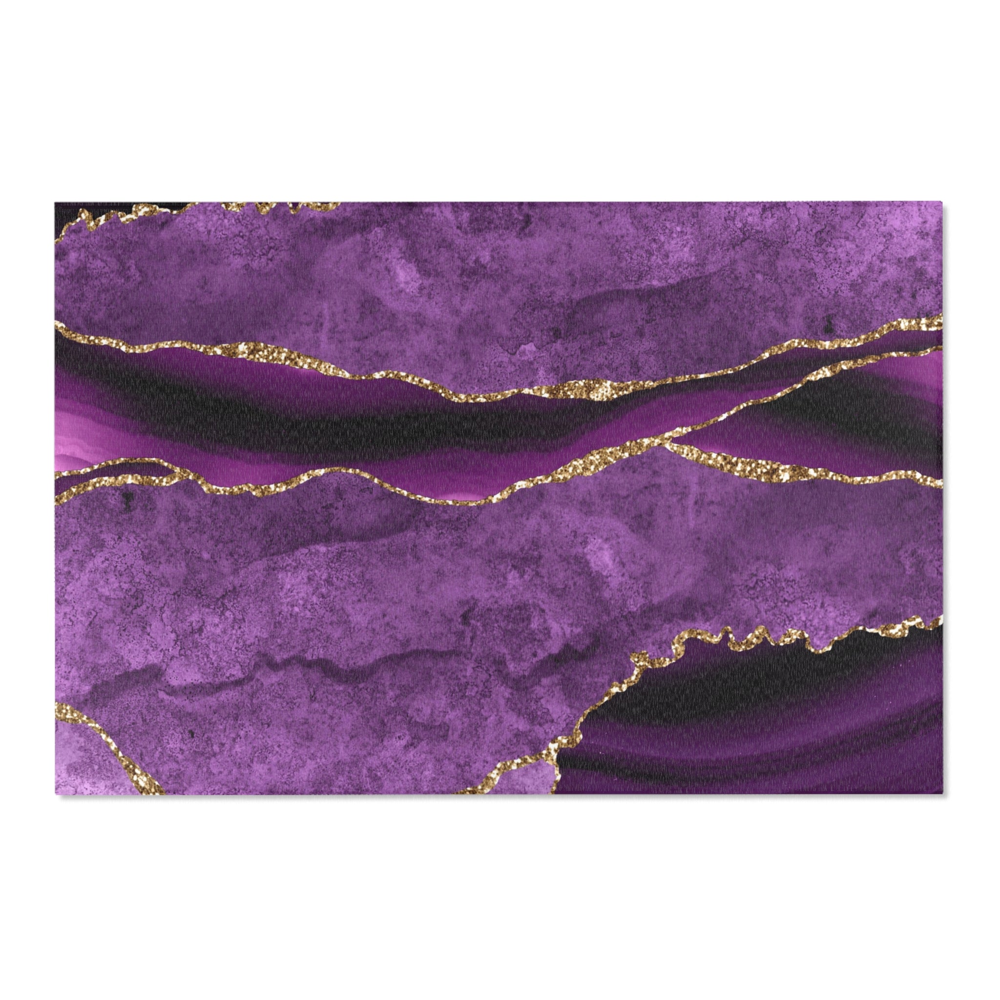 Abstract Area Rug | Retro Marble Print, Lilac Violet Purple, Muted Gold