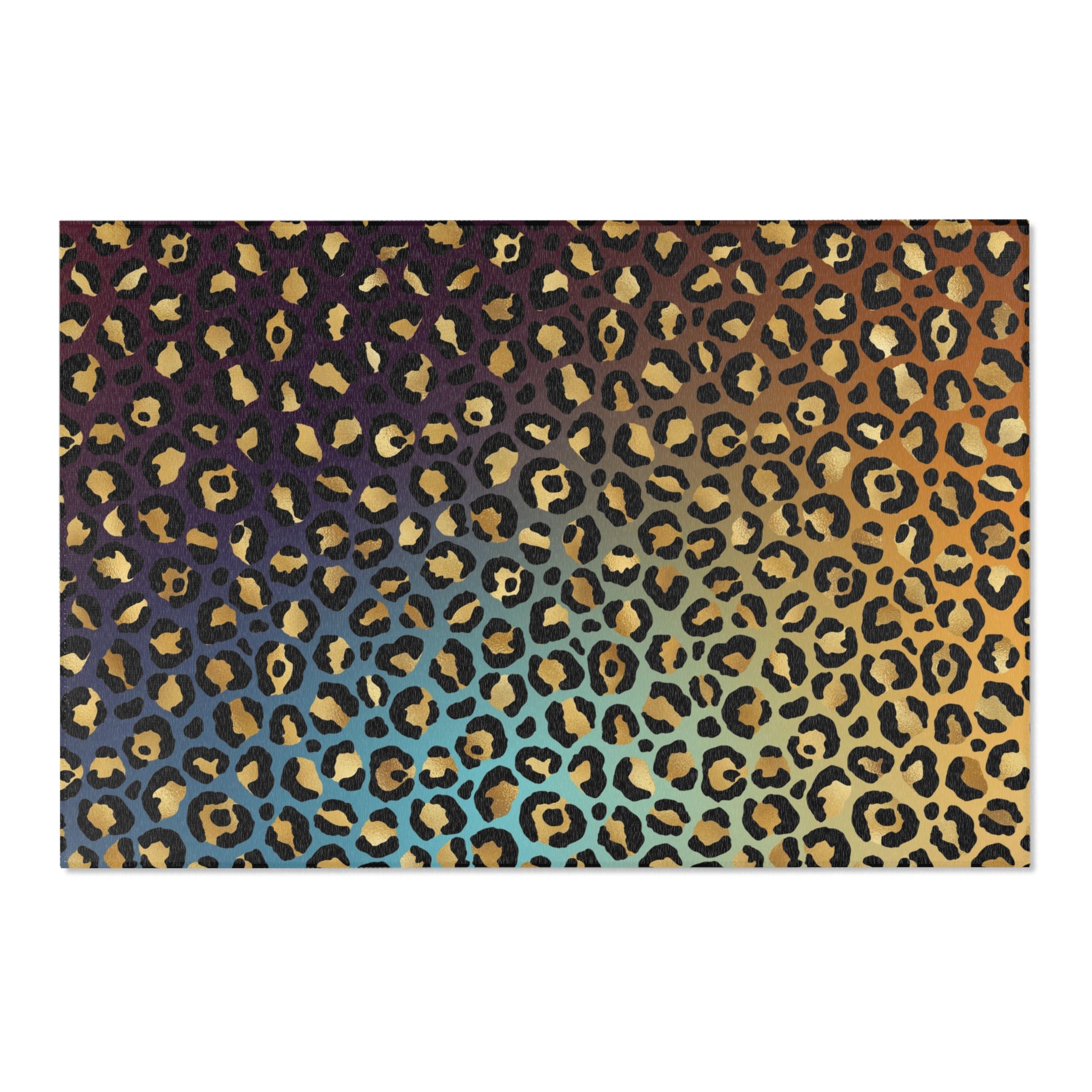 Large Area Rug | Colorful Purple, Black, Beige Leopard Animal Print