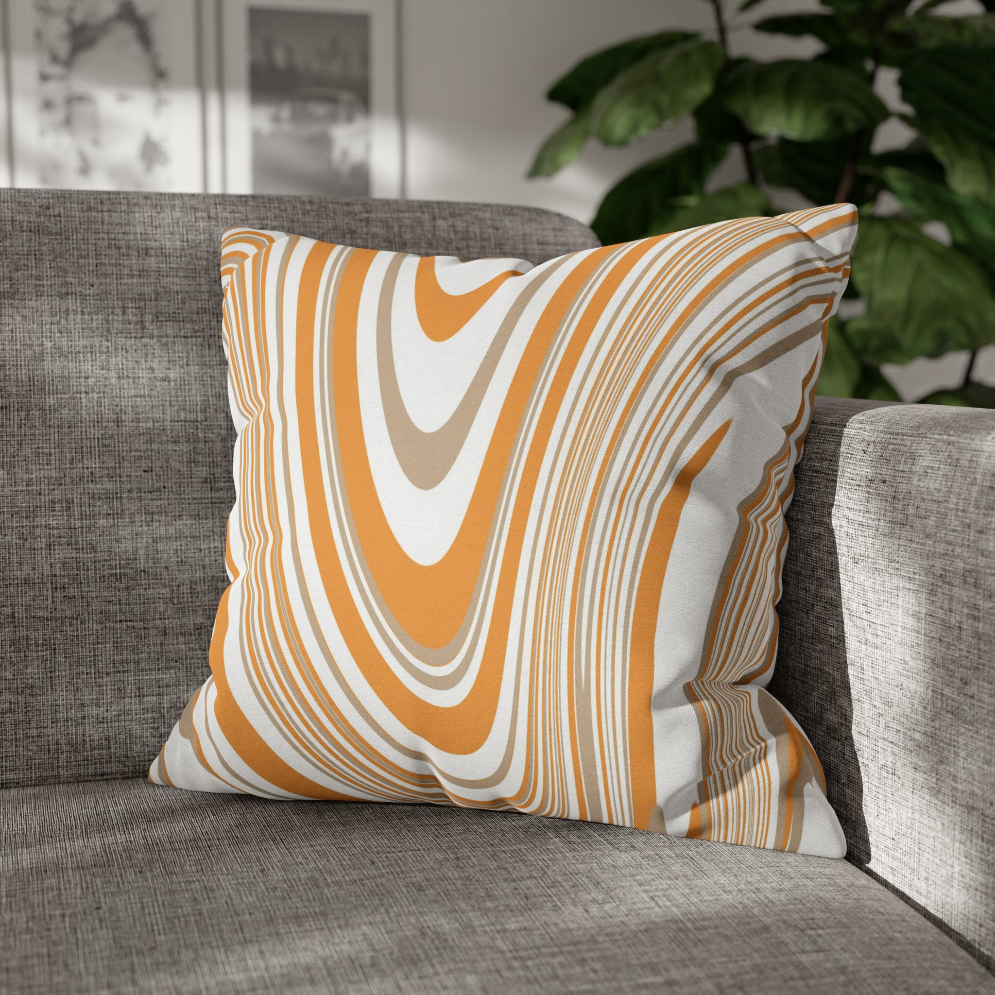 Abstract Pillow Cover | Orange Beige White
