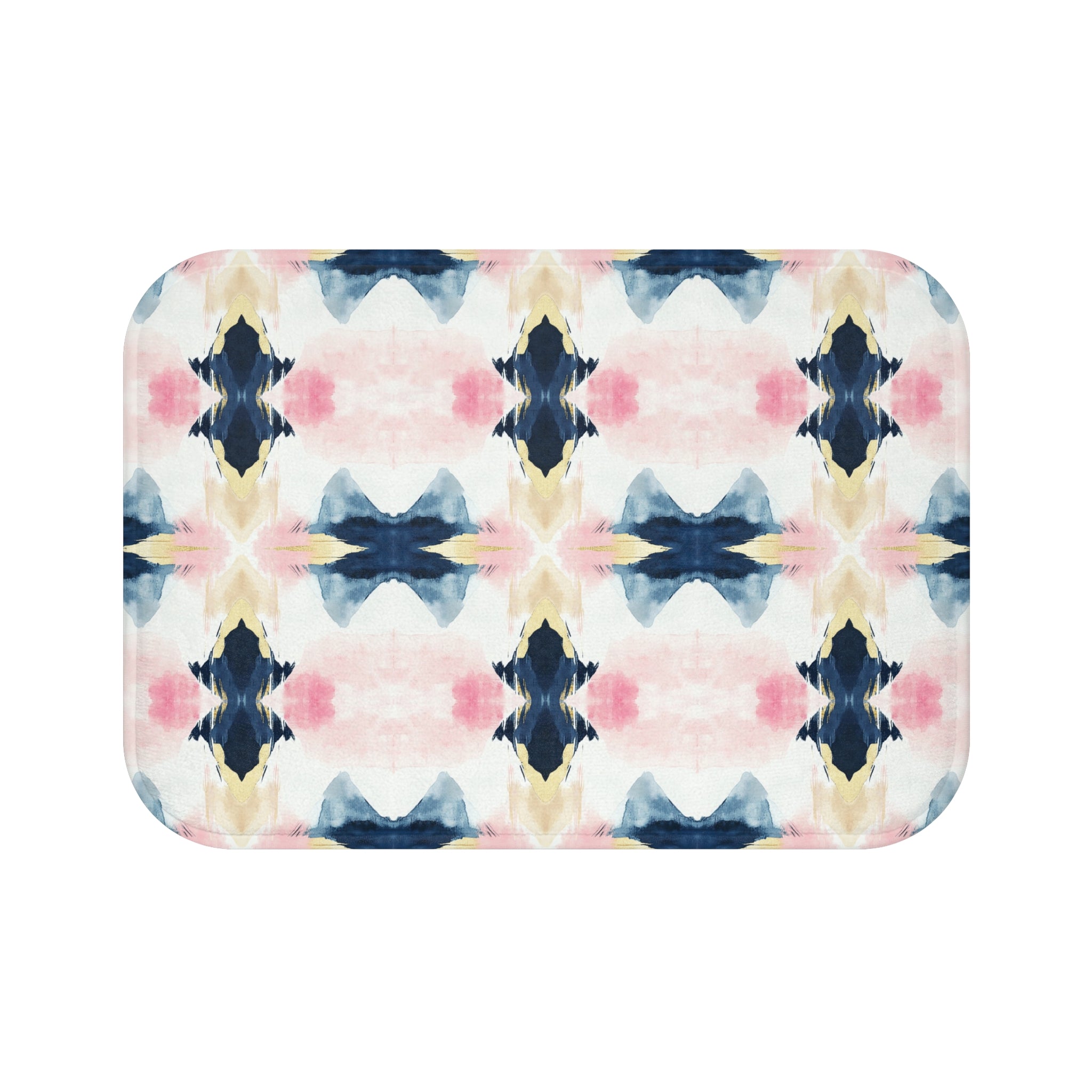 Boho Modern Bath Mat | Abstract Pink Blue Kitchen Mat