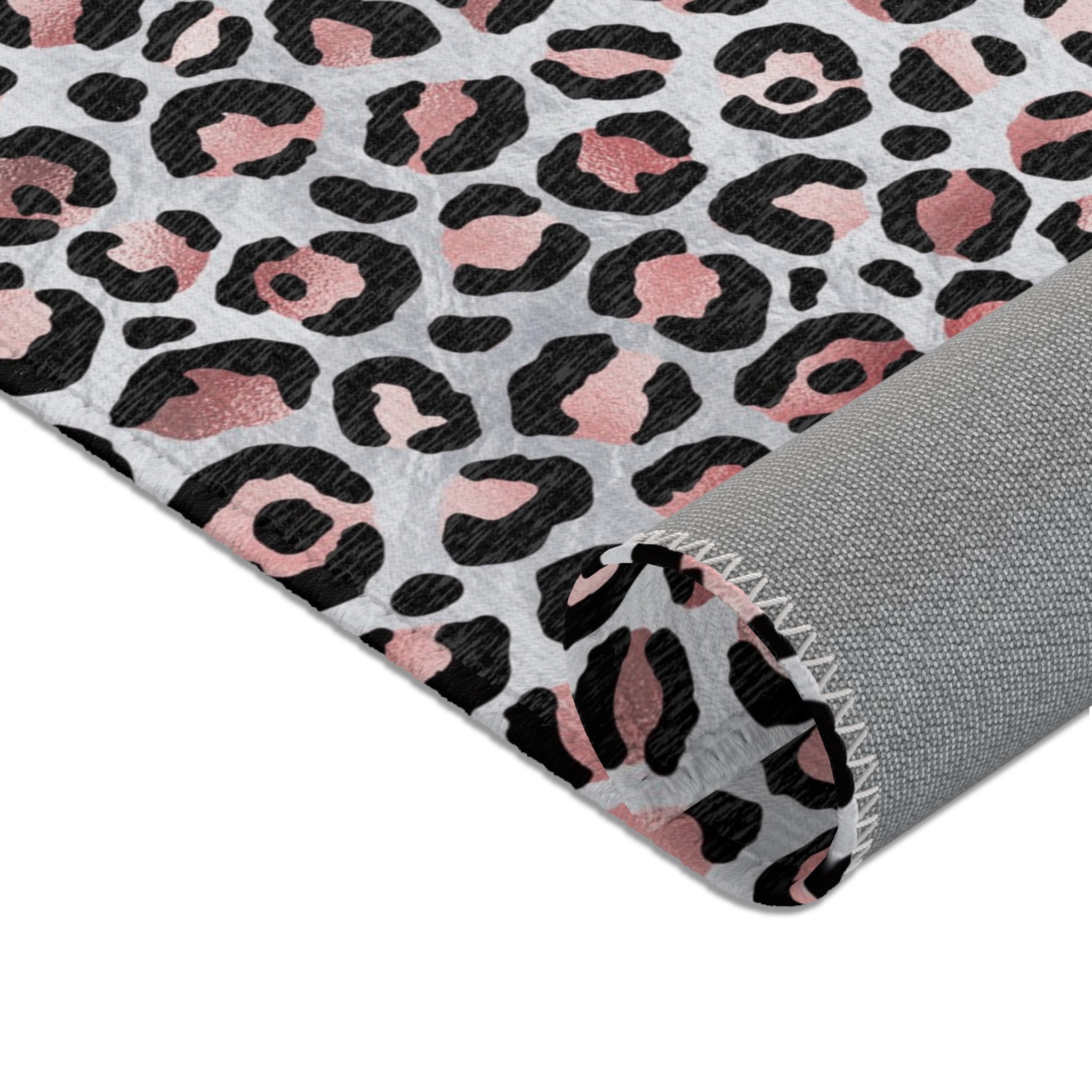 Large Area Rug | Grey Pink Black Animal Print