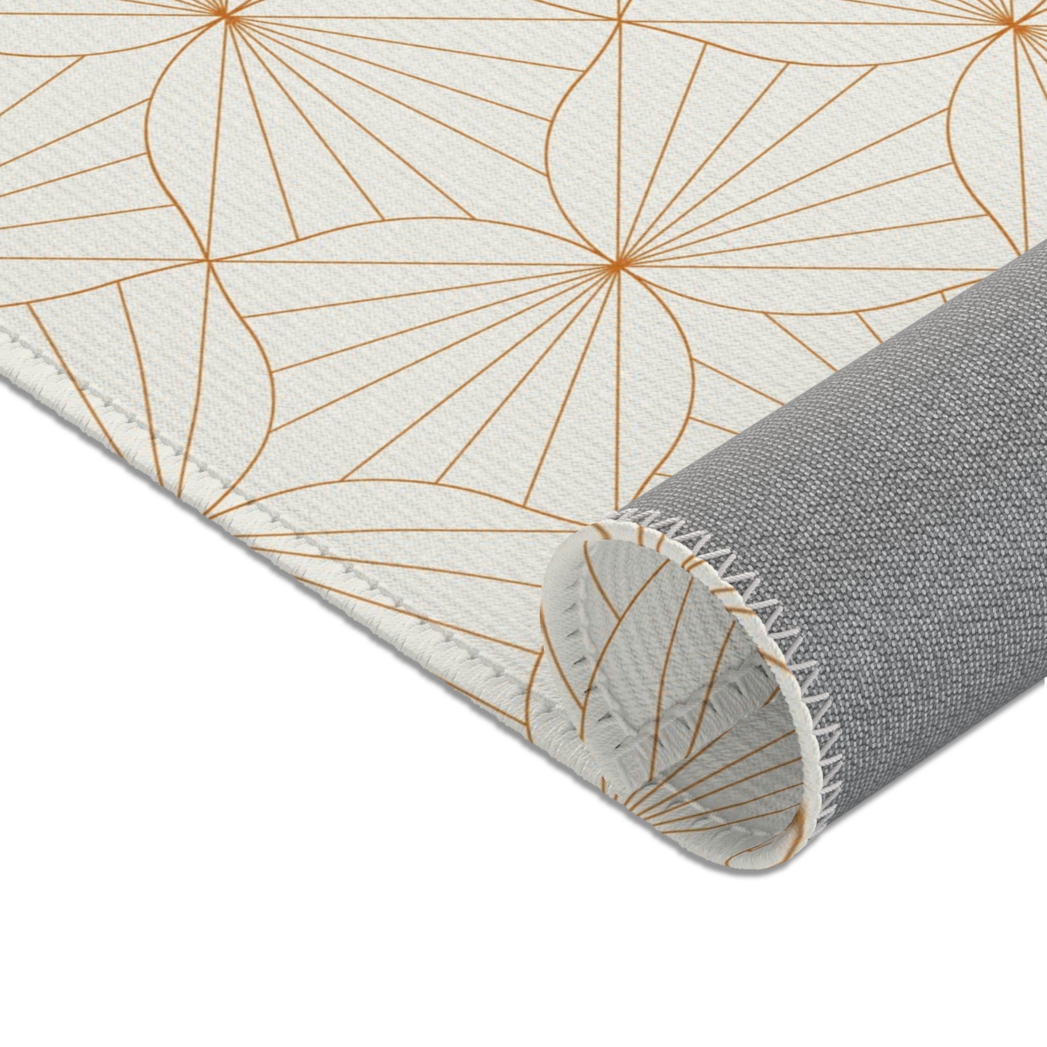 Modern Area Rug | Art Deco Geometric Beige, Rust