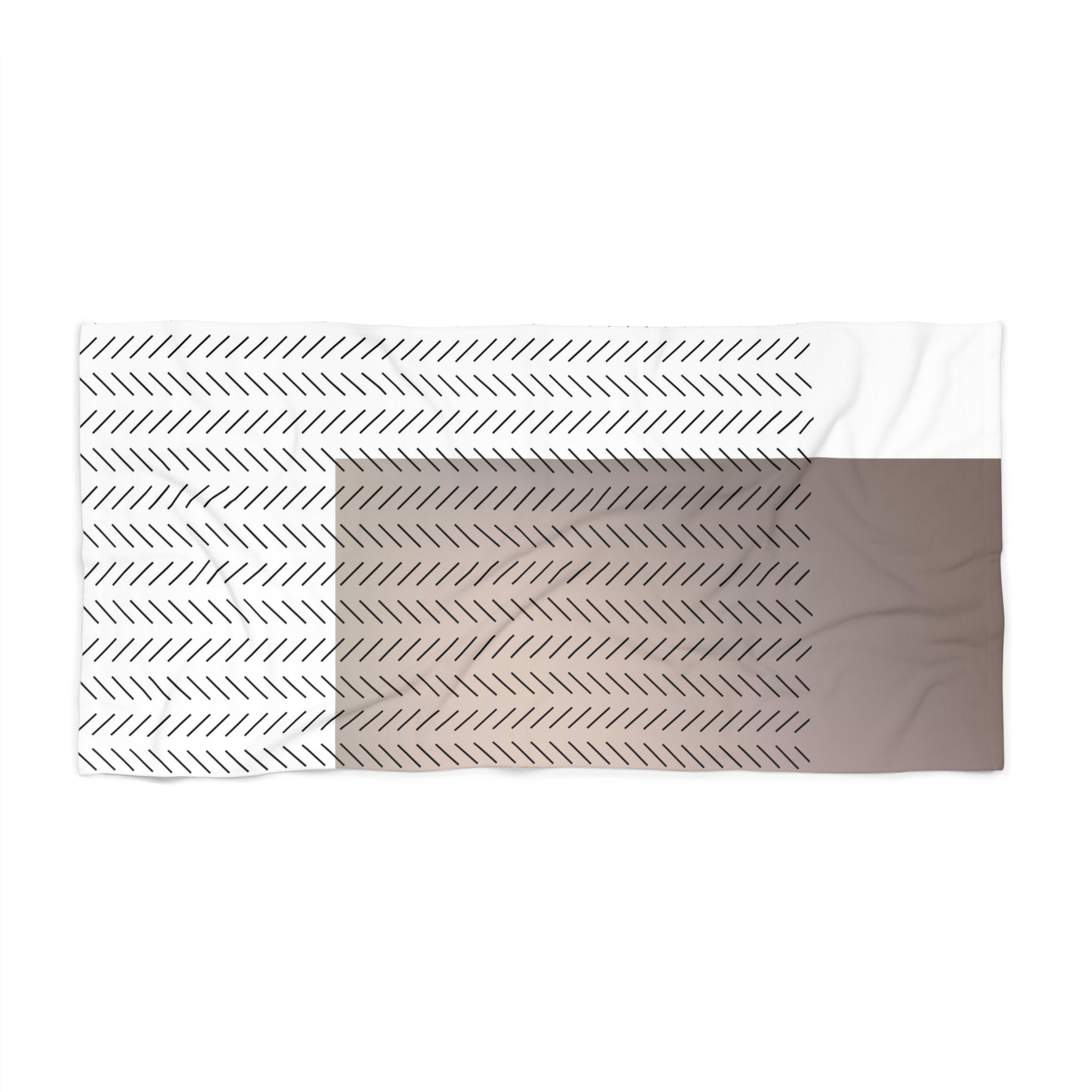 Bath Towel | Art Deco Geometric White Beige Black