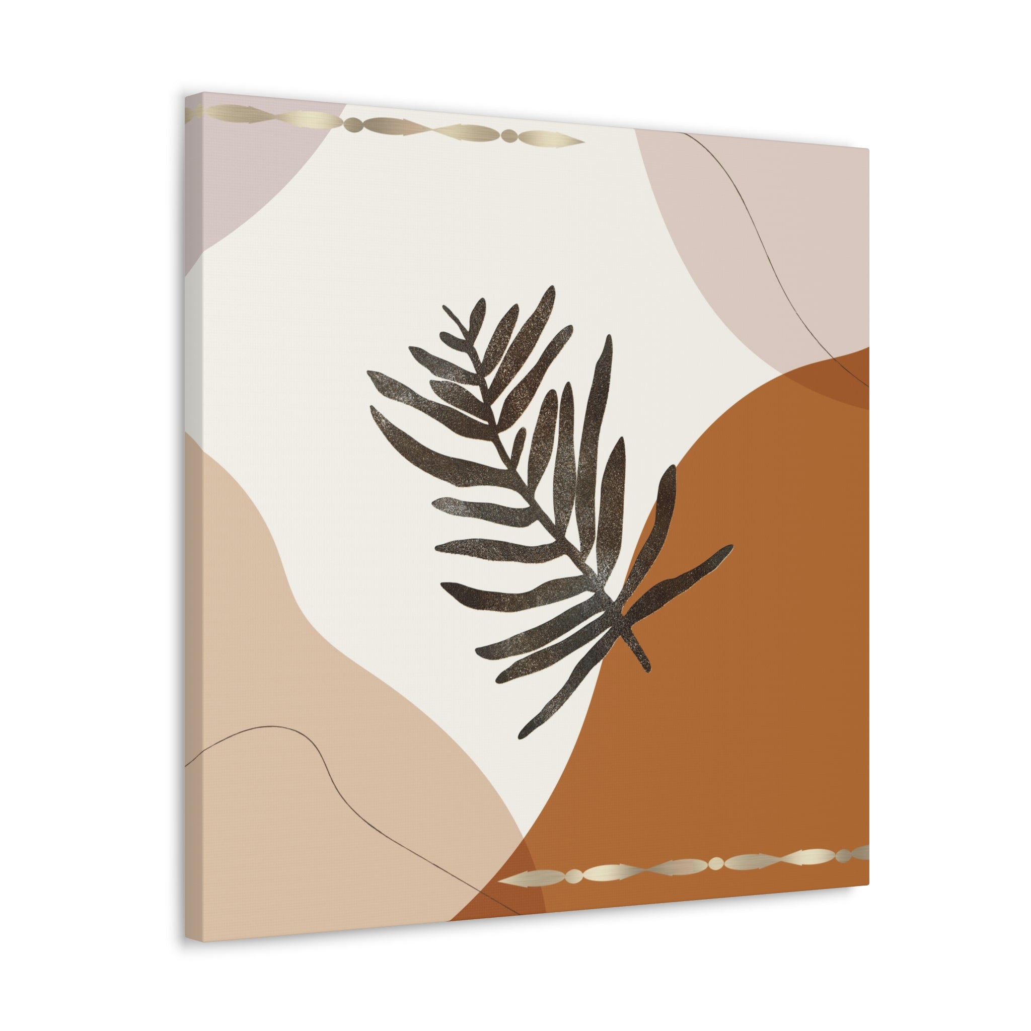 Bohemian Canvas Wall Art | Rust Beige Brown Leaf