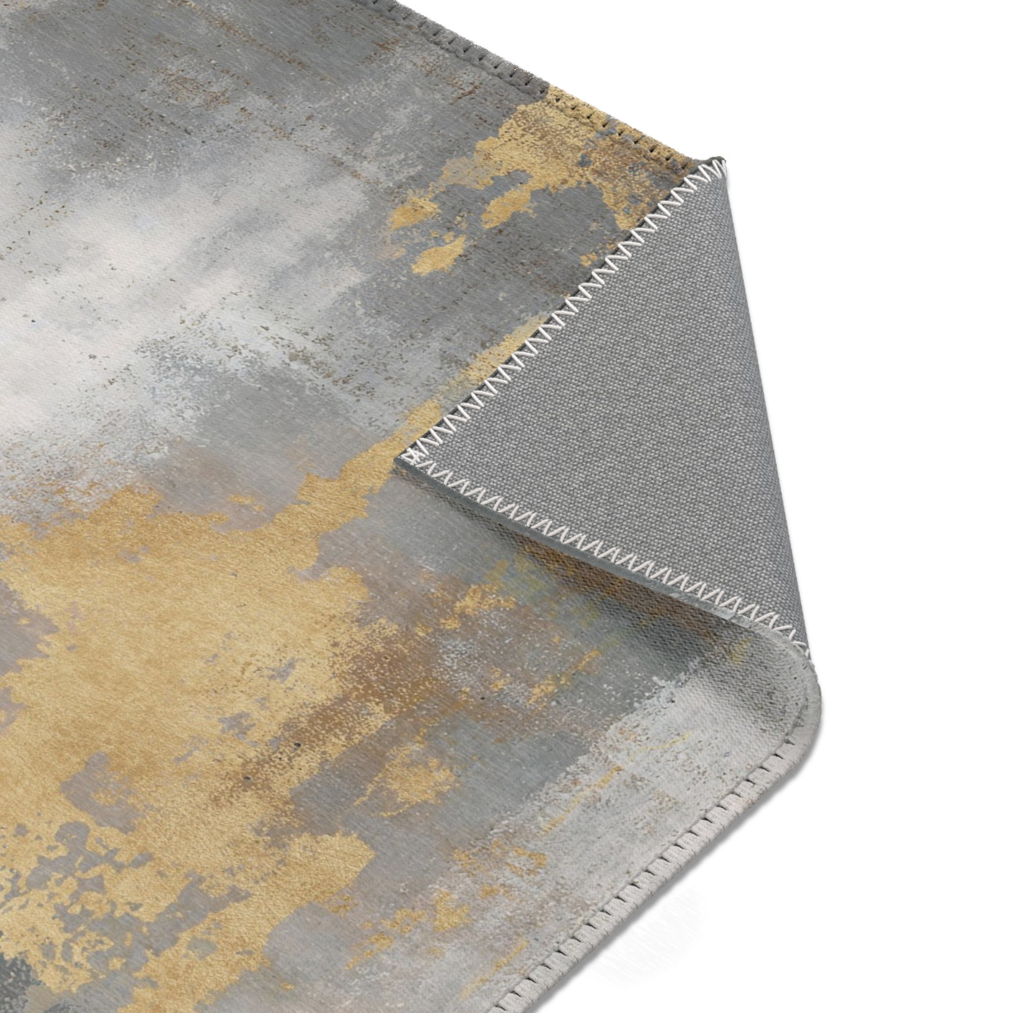 Abstract Large Area Rug | Modern Muted Gold Grey Ombre Watercolor Rug