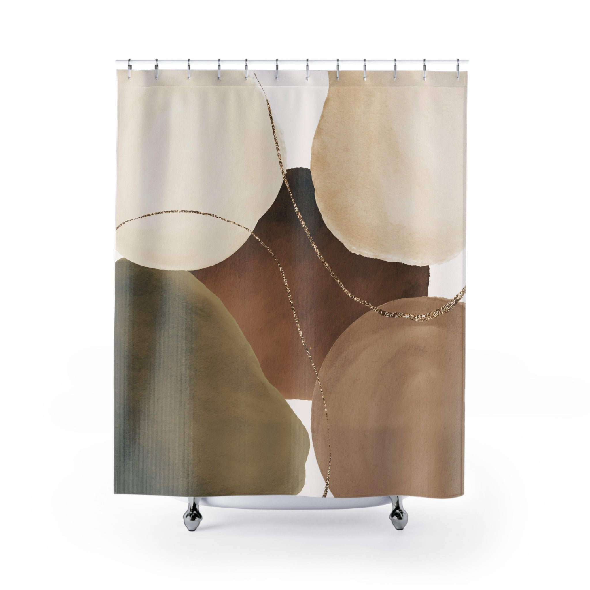 Boho Shower Curtain | Abstract Beige Taupe Brown