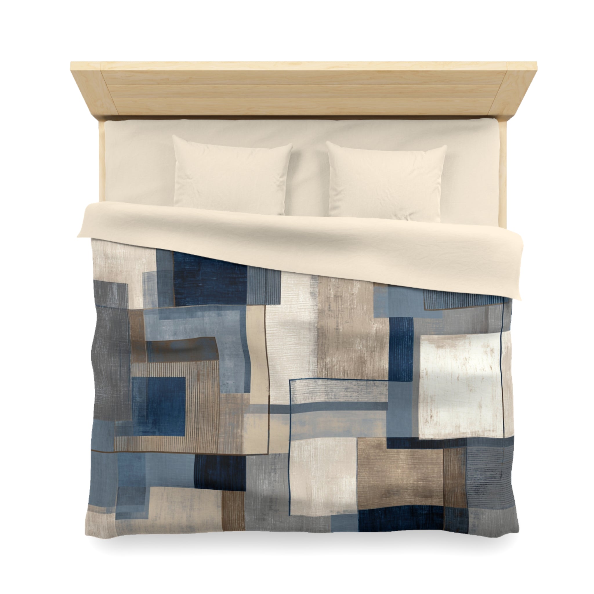 Geometric Duvet, Pillow Cover | Blue Beige Bedroom Decor