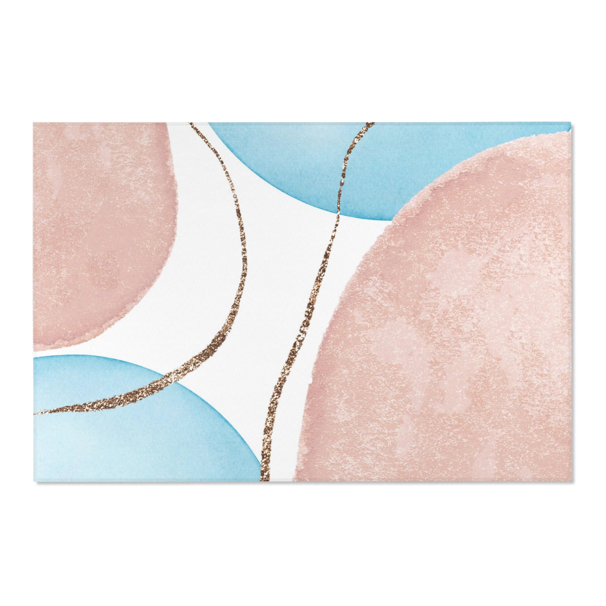 Modern blush pink and sky blue abstract boho rectangle area rug
