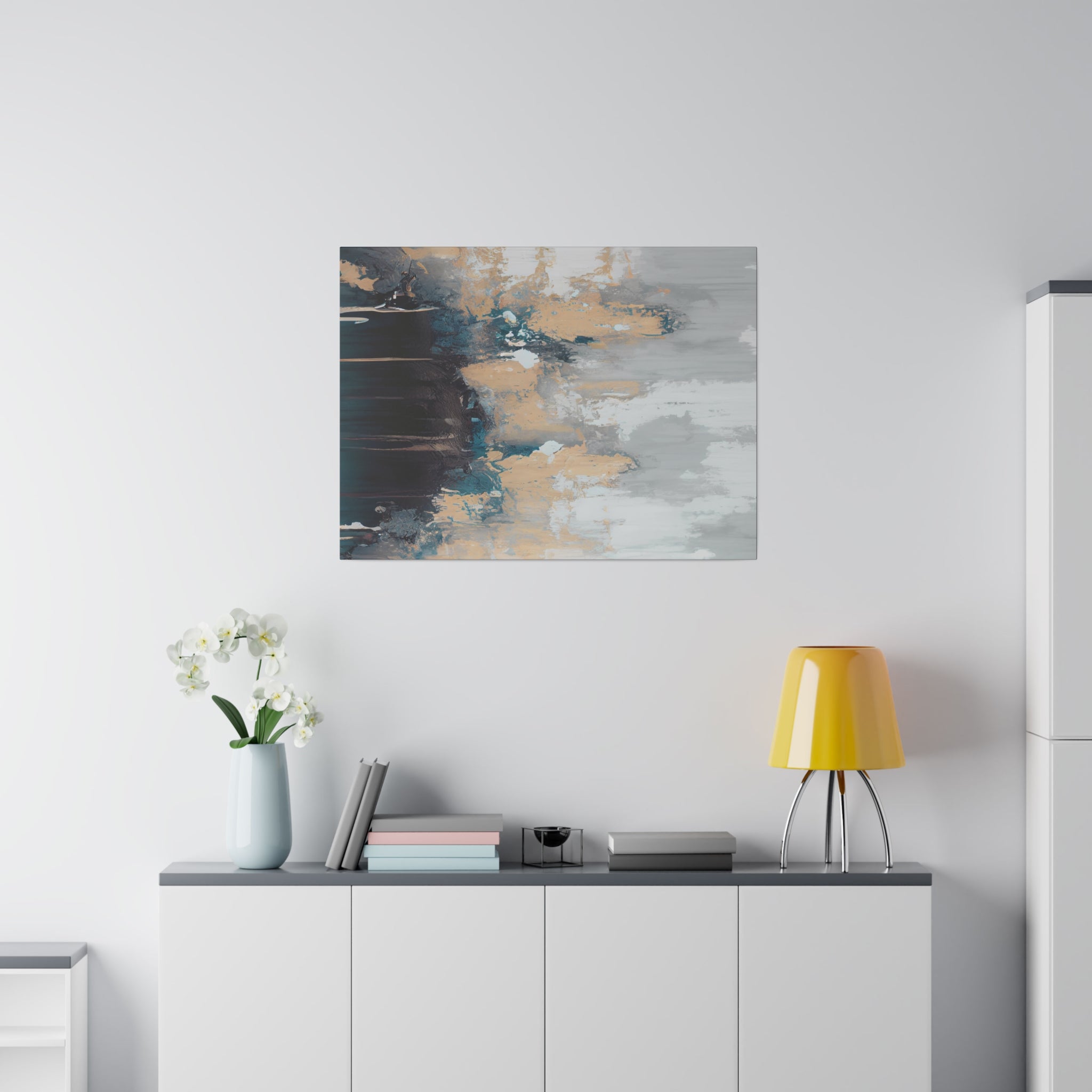 Canvas Wall Art | Earthy Beige Teal Navy Blue Wall Artwork