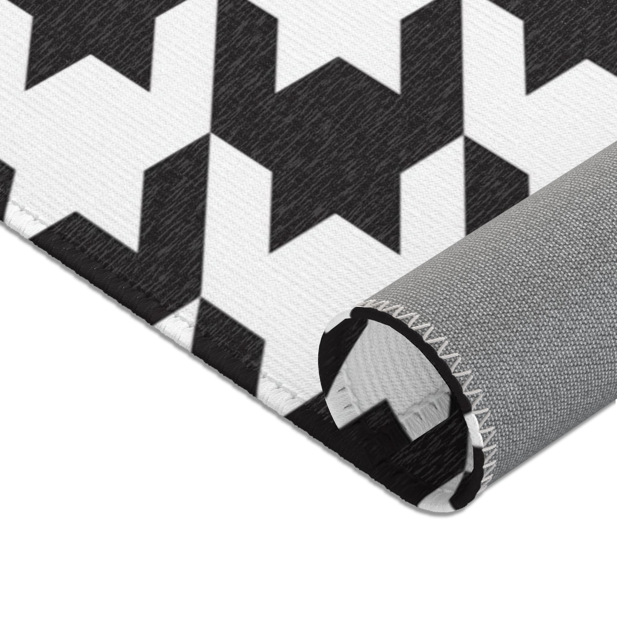 Large Area Rug | Black White Houndstooth