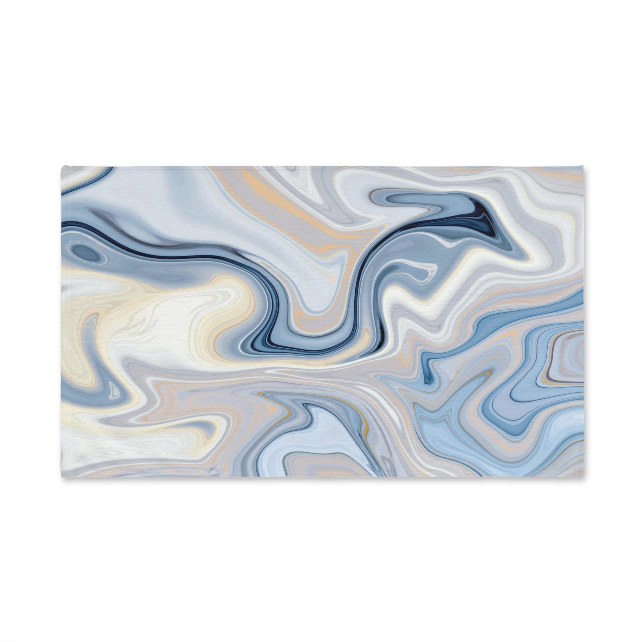 Abstract Boho Kitchen, Bath Hand Towel | Blue Beige Marble Print