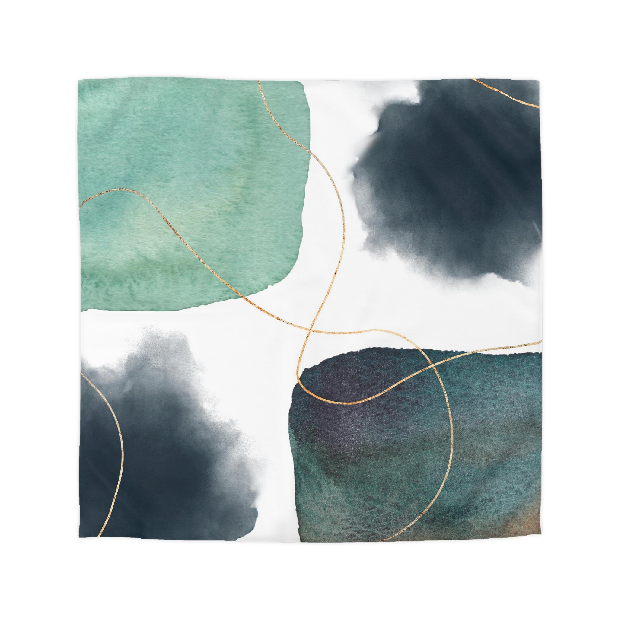 Abstract Duvet Cover | White Teal Mint Green, Navy Blue | Bedroom Decor