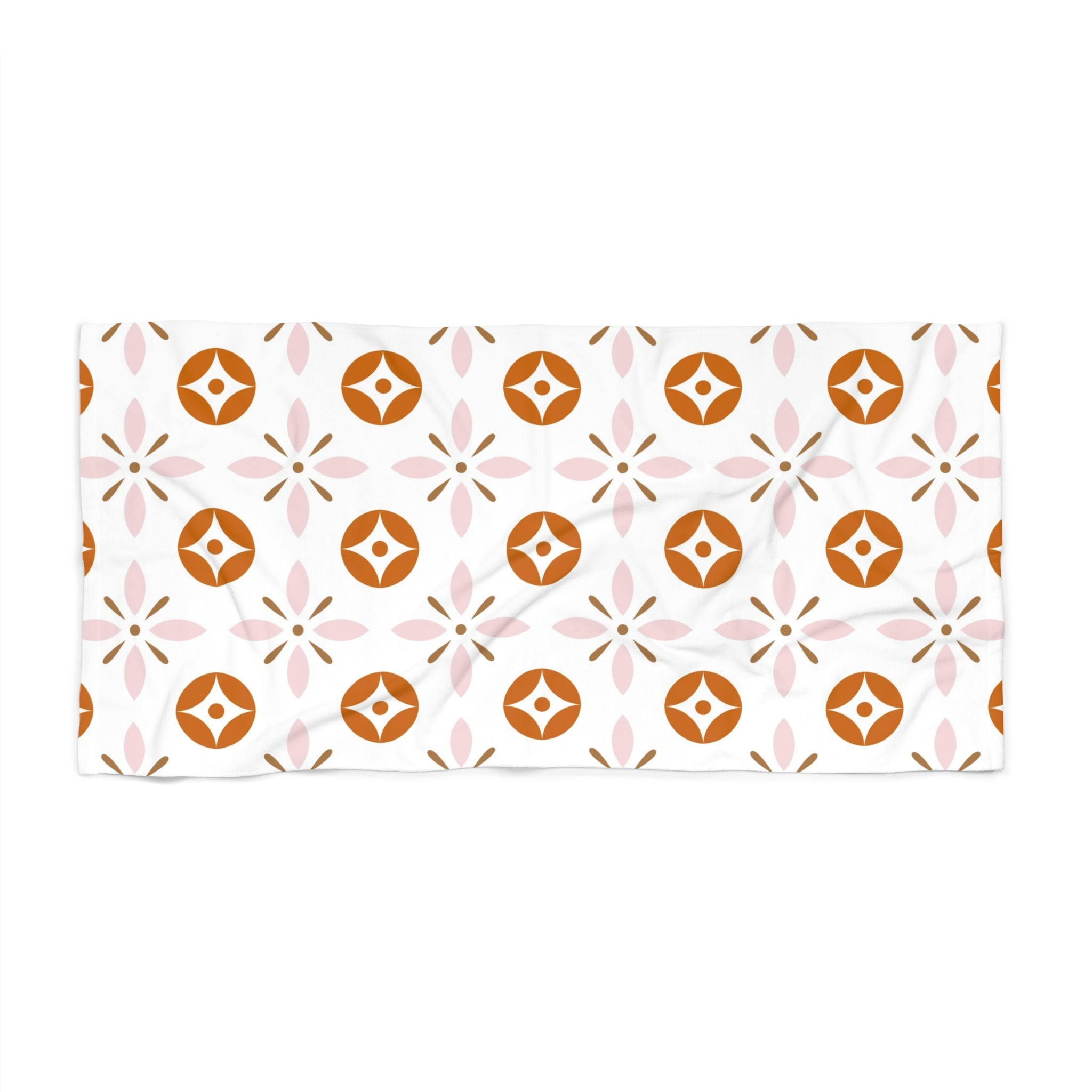Retro Bath, Beach Towel | Vintage Art Deco, Nouveau Pink, Orange White