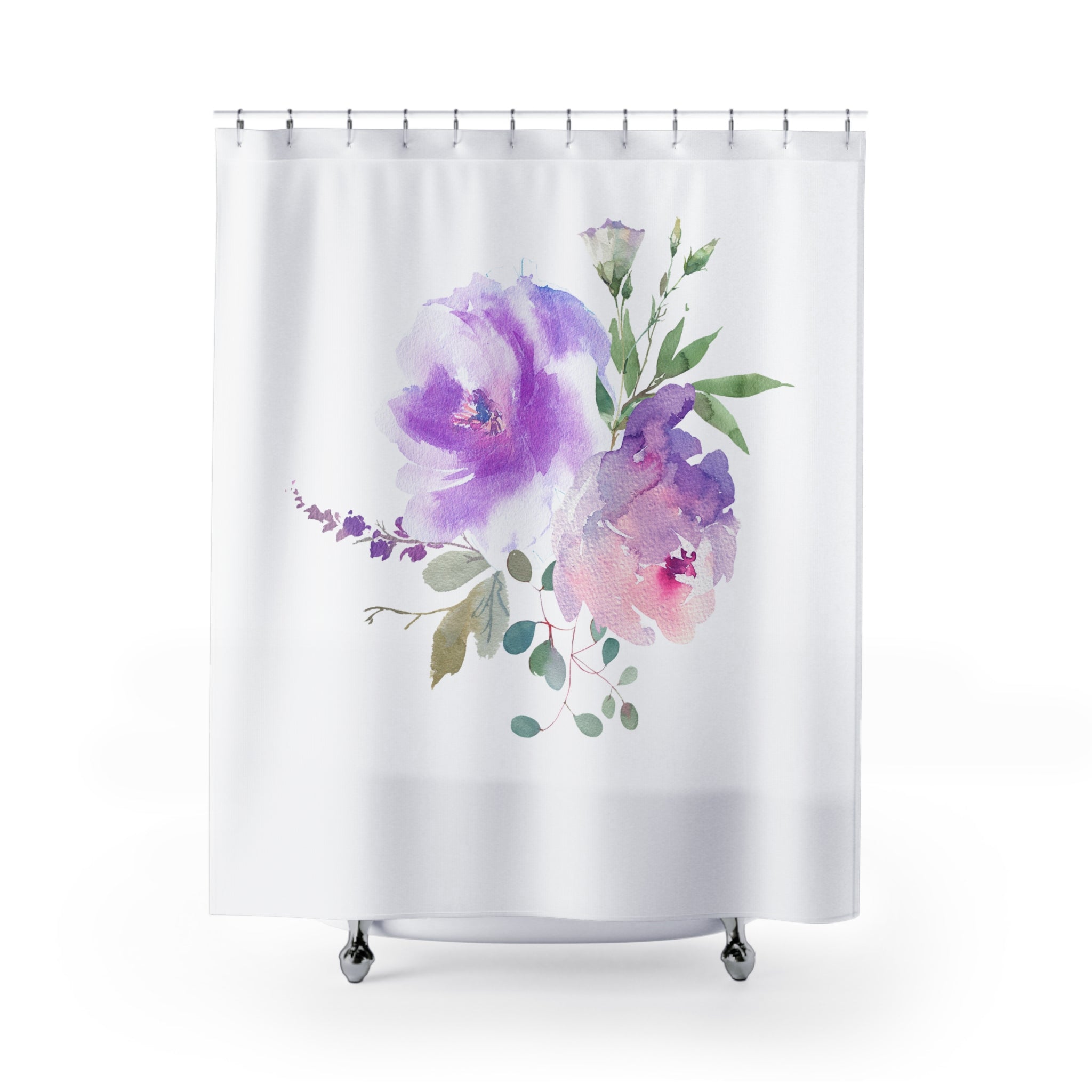 lavender flower shower curtain Modern Floral Shower Curtain | Lavender Purple, Blush, Green Botanical