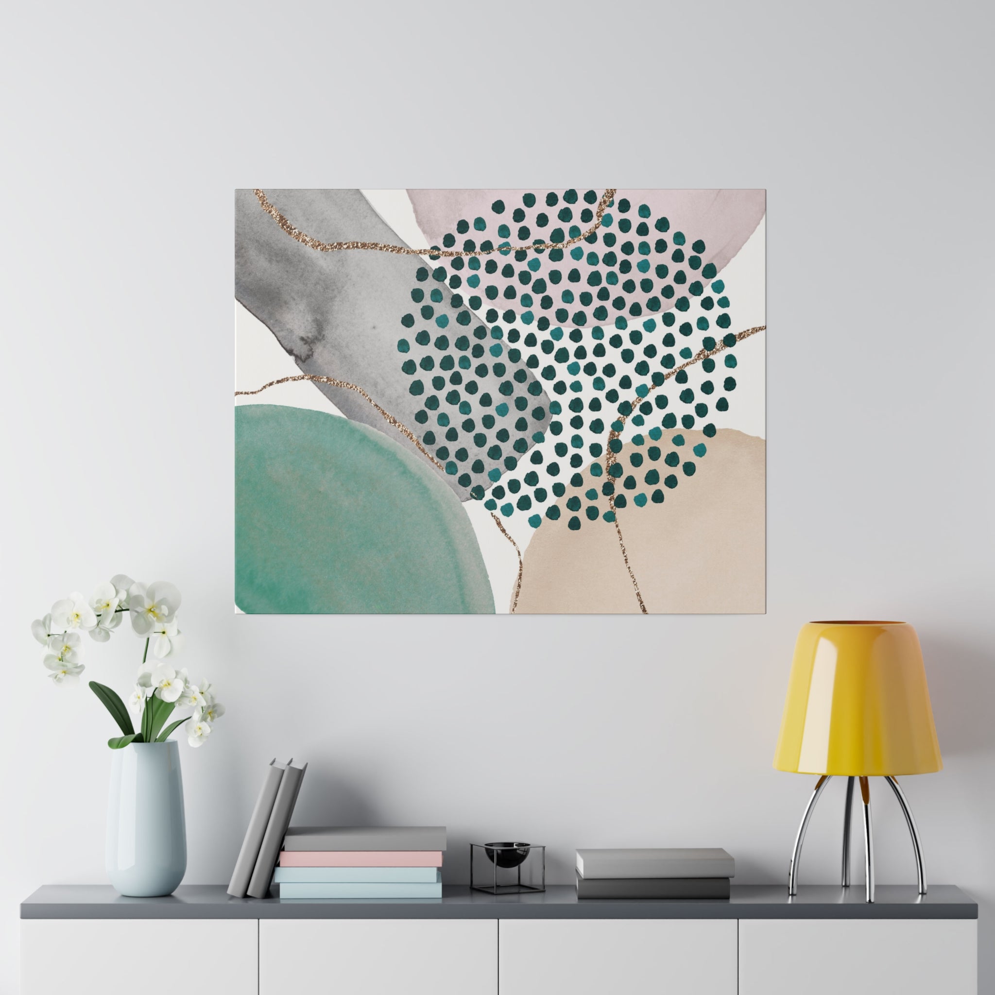Abstract Artwork | Canvas Wall Art | Pastel Green Blue Beige