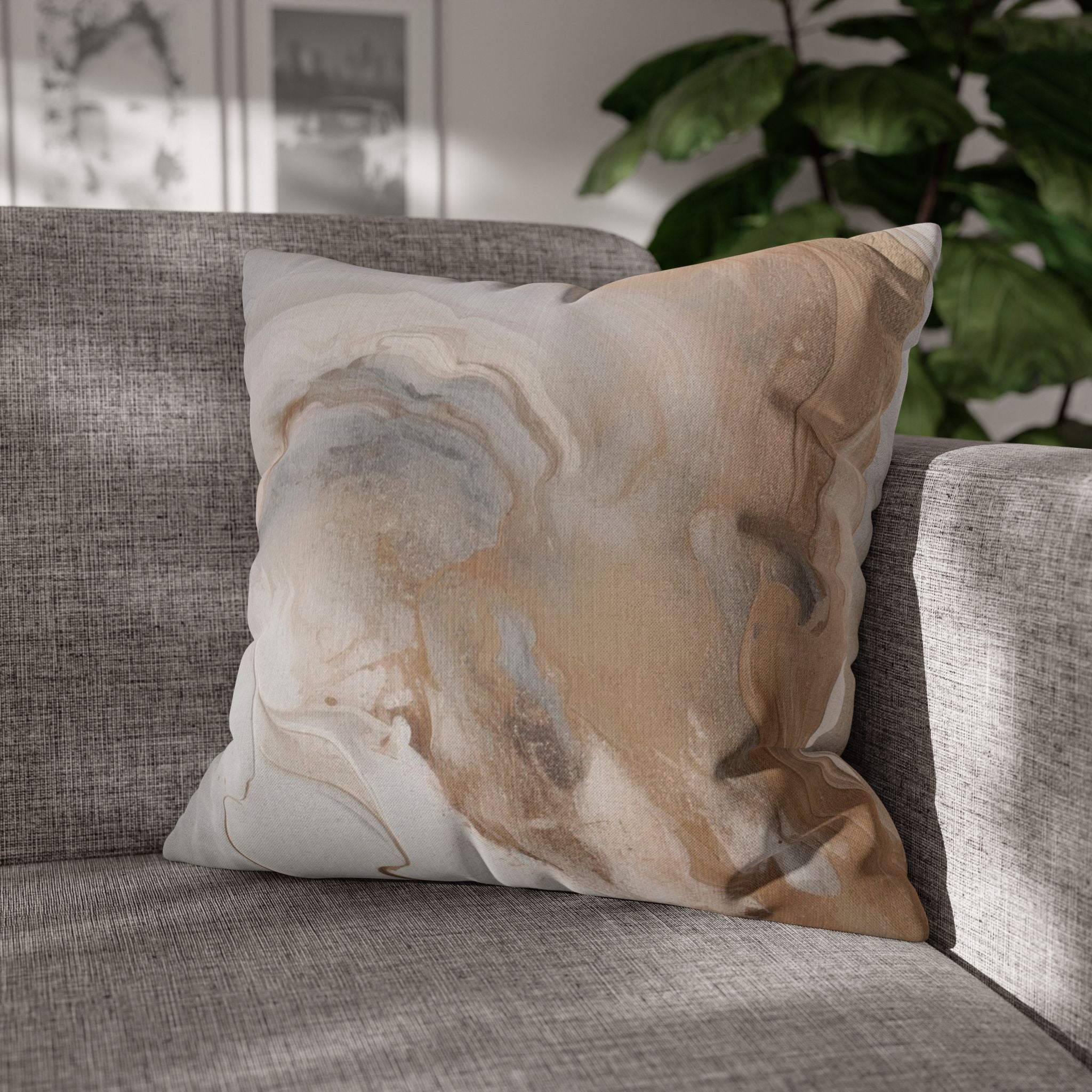 Abstract Pillow Cover | Earthy Neutral Beige Grey Ombre